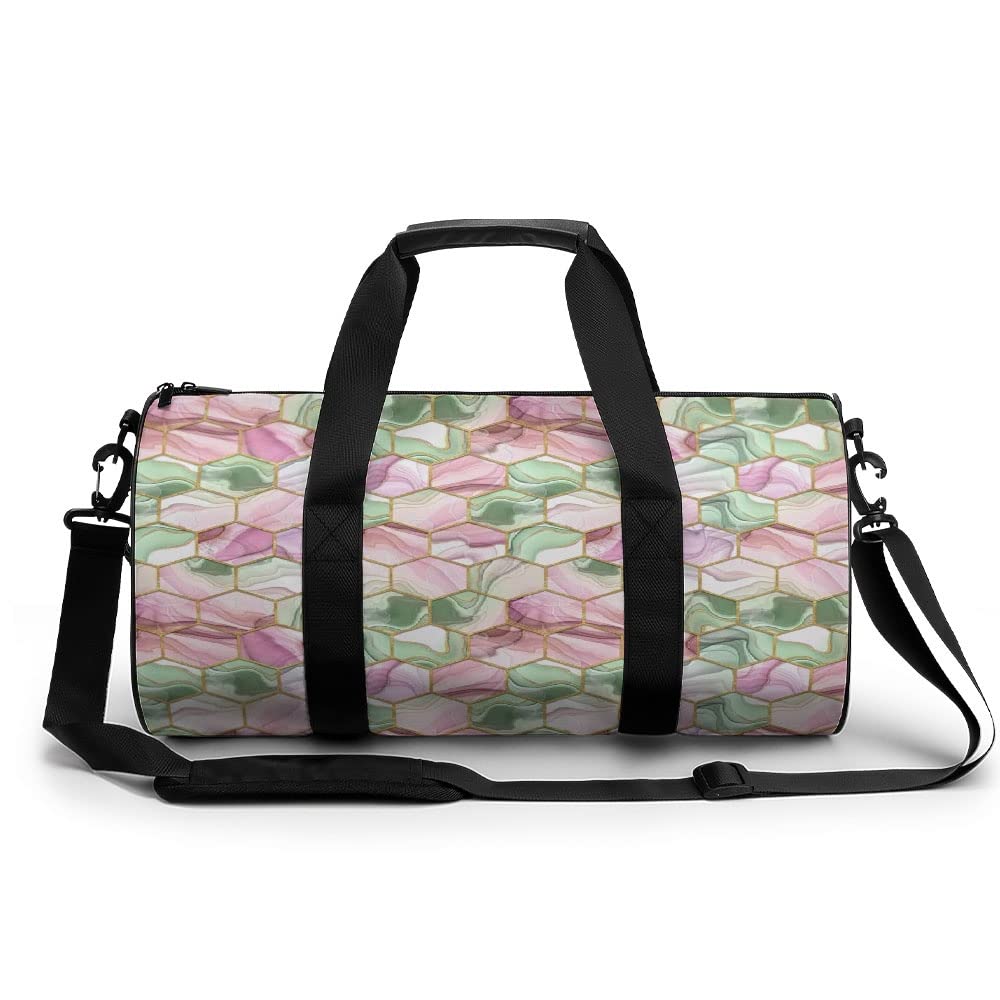 Waterproof Travel Duffel Bag - Large Pink & Green Abstract Weekender Gym Bag for Men & Women | Perfect for Overnight Trips, Workouts & Weekend Getaways