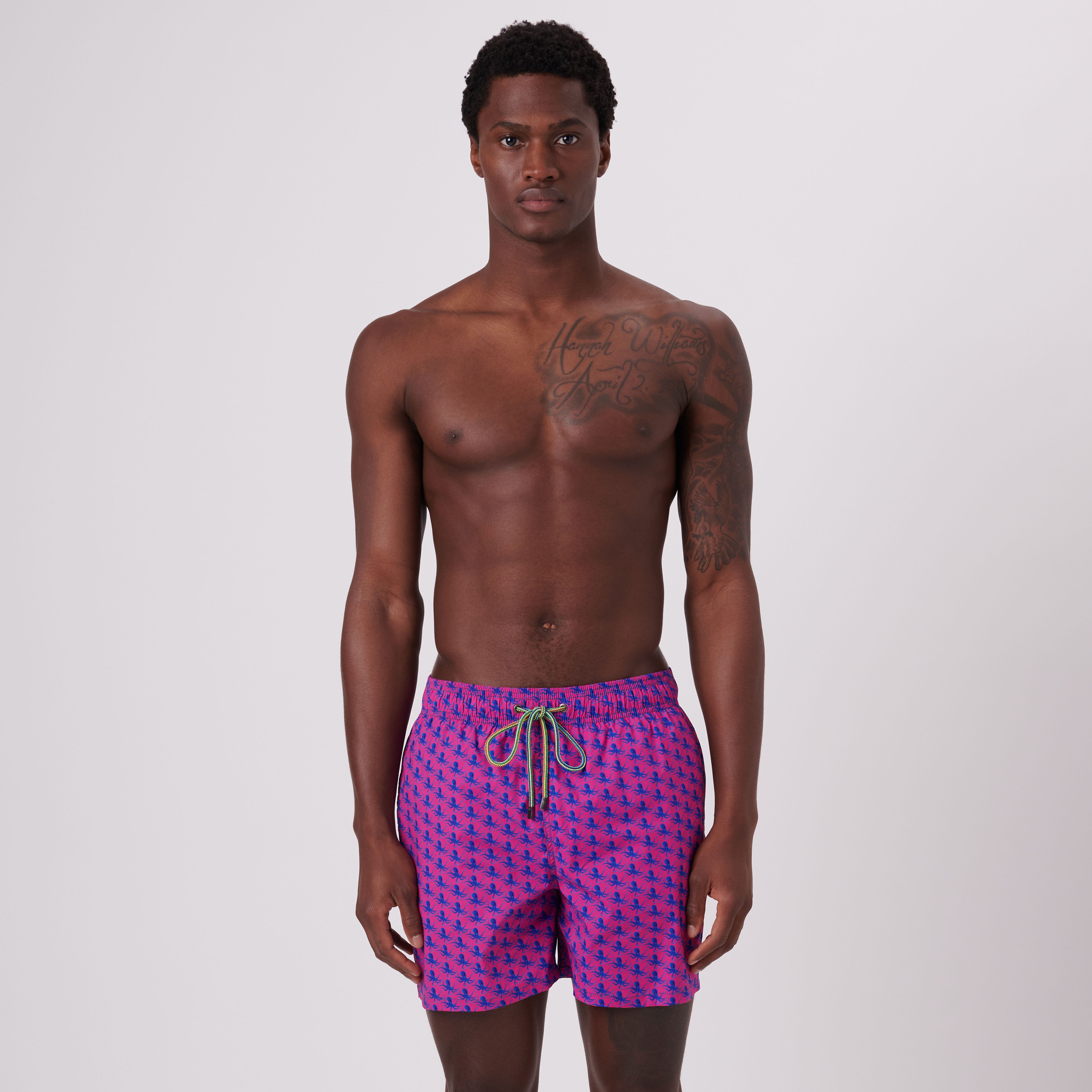**Men's Quick-Dry Swim Trunks - Archer Octopus Print - Comfortable Beach Shorts for Swimming, Surfing & Summer Vacations**