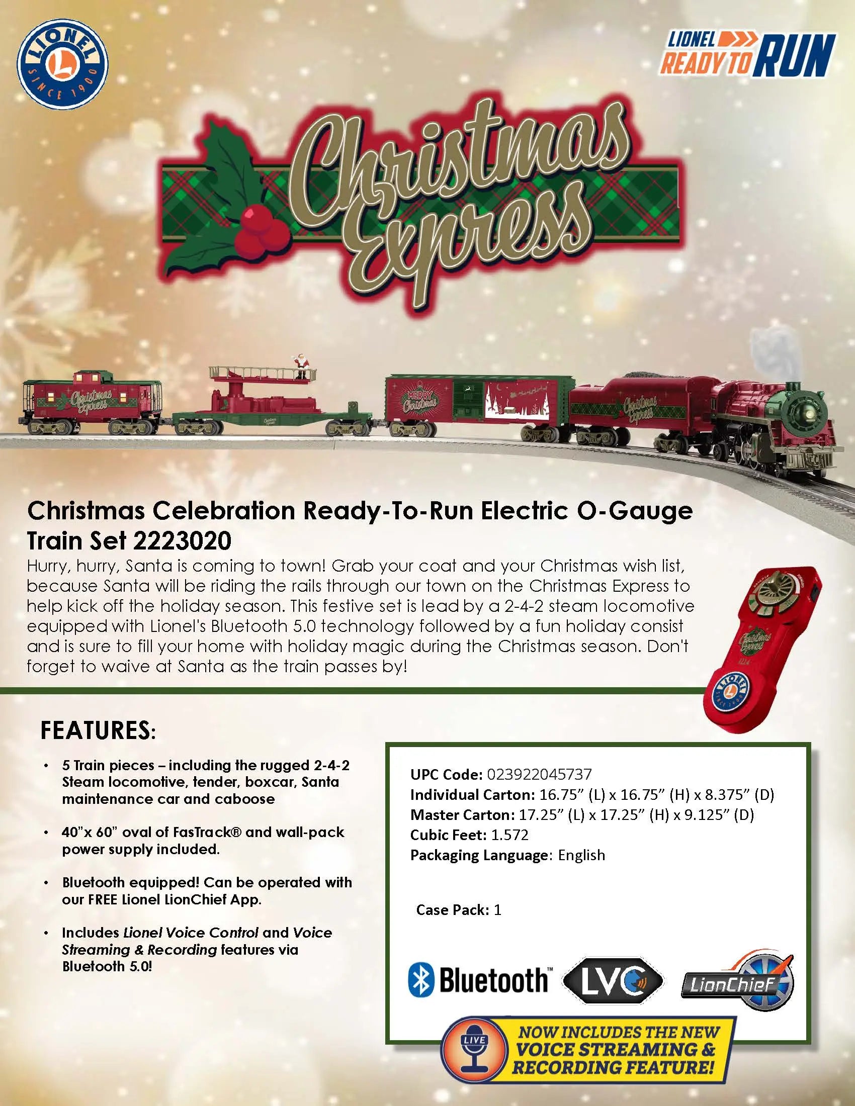 Christmas Celebration Express R2R O Gauge Electric Train Set for Holiday Decorations & Model Railroad Enthusiasts - Perfect for Christmas Tree Displays, Home Decor, and Collectors