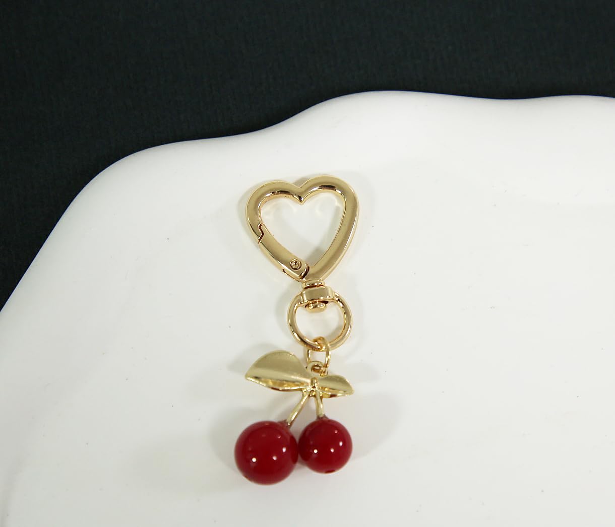 Cute Cherry Keychain - Red Heart Y2K Aesthetic Keyring for Women | Bag, Purse & Backpack Accessories | Perfect Gift & Fashion Decor for Everyday Use