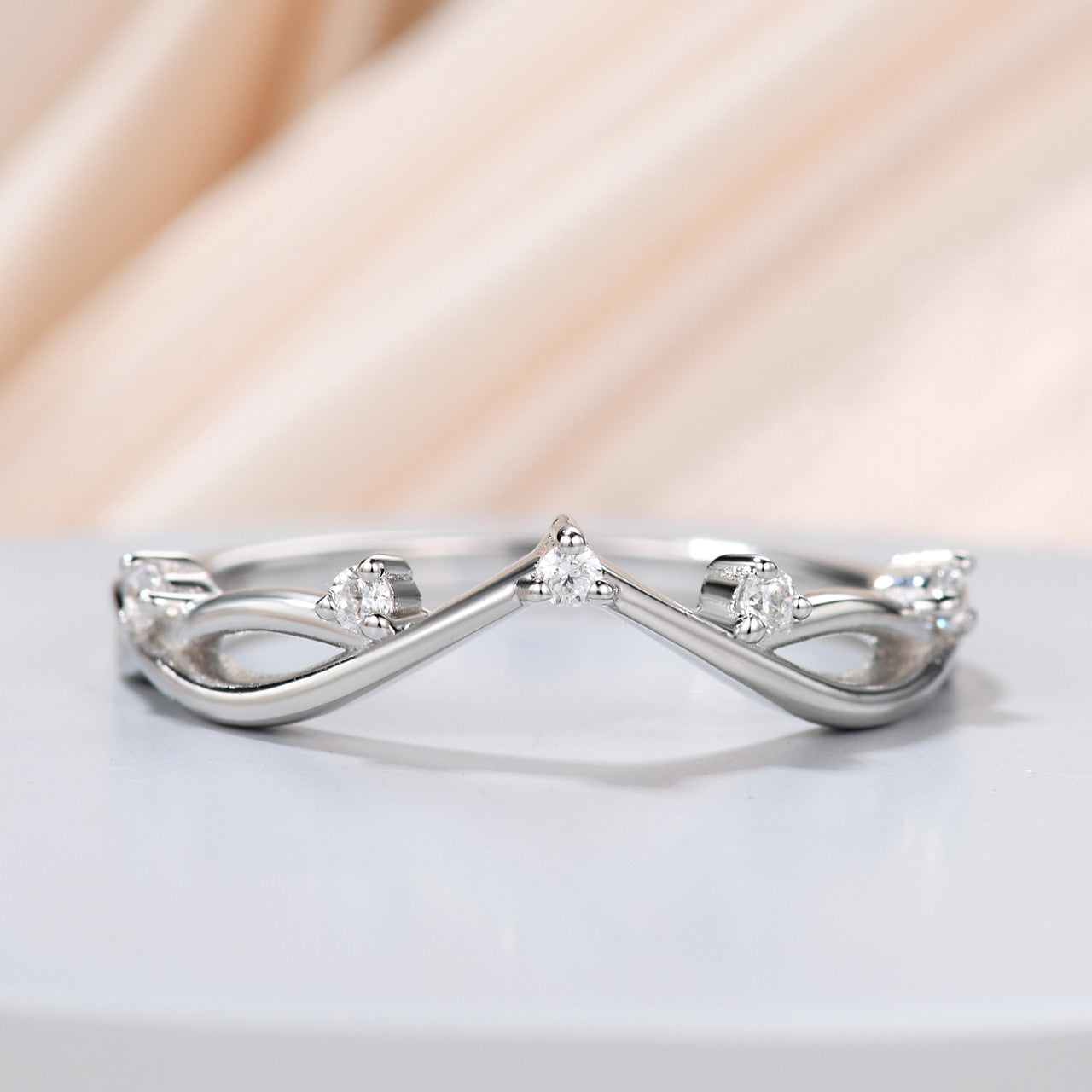 Twig Branch Diamond Wedding Band - 14K White Gold & Sterling Silver Anniversary Ring for Women - Nature-Inspired Twig Vine Design for Engagement, Proposal & Special Occasions