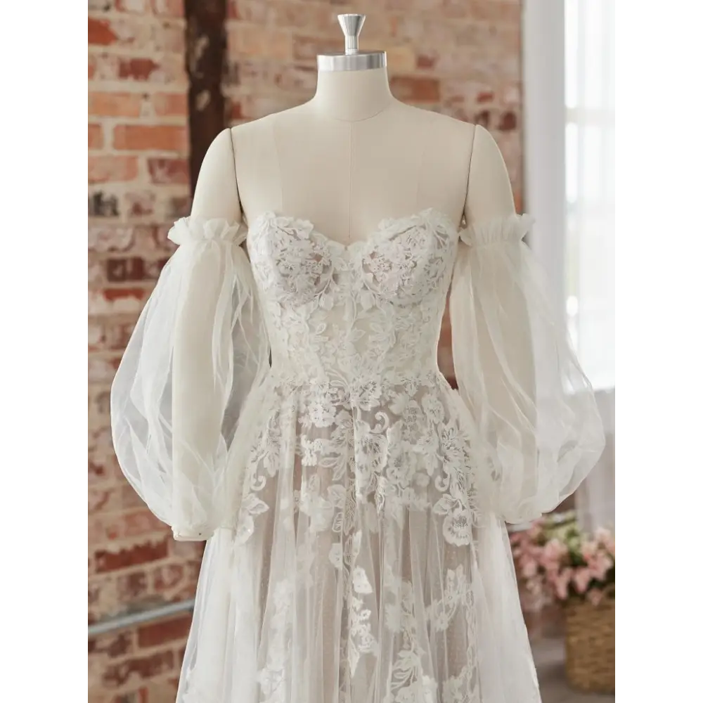 Maggie Sottero Brava Detachable Bishop Sleeves Wedding Dress - Perfect for Bridal Gowns, Formal Events & Special Occasions
