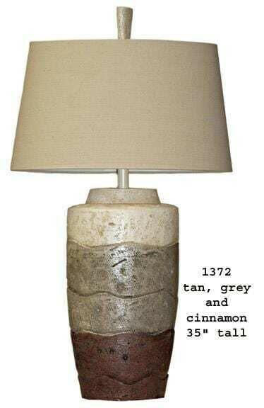 H&H Lamp 1372 - Modern Oval Table Lamp in Tan, Gray & Cinnamon - Perfect for Living Room, Bedroom or Office Decor