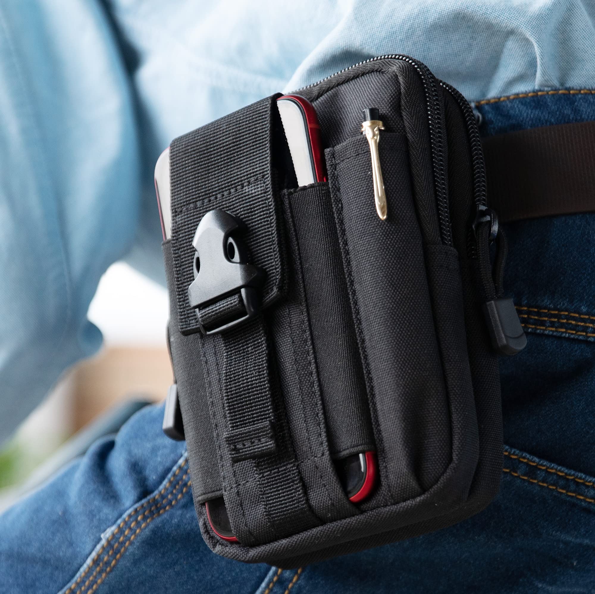Tactical EDC Pouch - Military Molle Utility Belt Bag for Outdoor Sports | Waist Pack Phone Holster & Gadget Pouch | Perfect for Hiking, Camping & Tactical Gear Organization