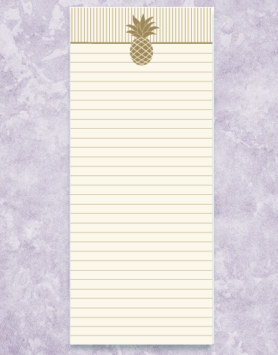 Golden Pineapple Shopping List Notepads - 50 Sheets Per Pad, Tear-Off Design for Grocery & Errand Lists - Perfect for Kitchen, Office & Home Organization (Pack of 3)