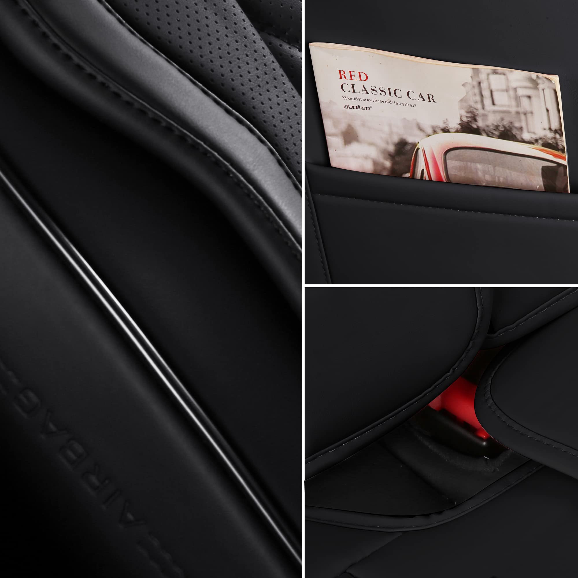 Premium Full Coverage Leather Car Seat Covers Set - Waterproof & Universal Fit for Cars, Trucks, Sedans - Luxury Black Seat Protector & Cushion (5 Seats) - Perfect for Road Trips, Daily Commute & Vehicle Protection