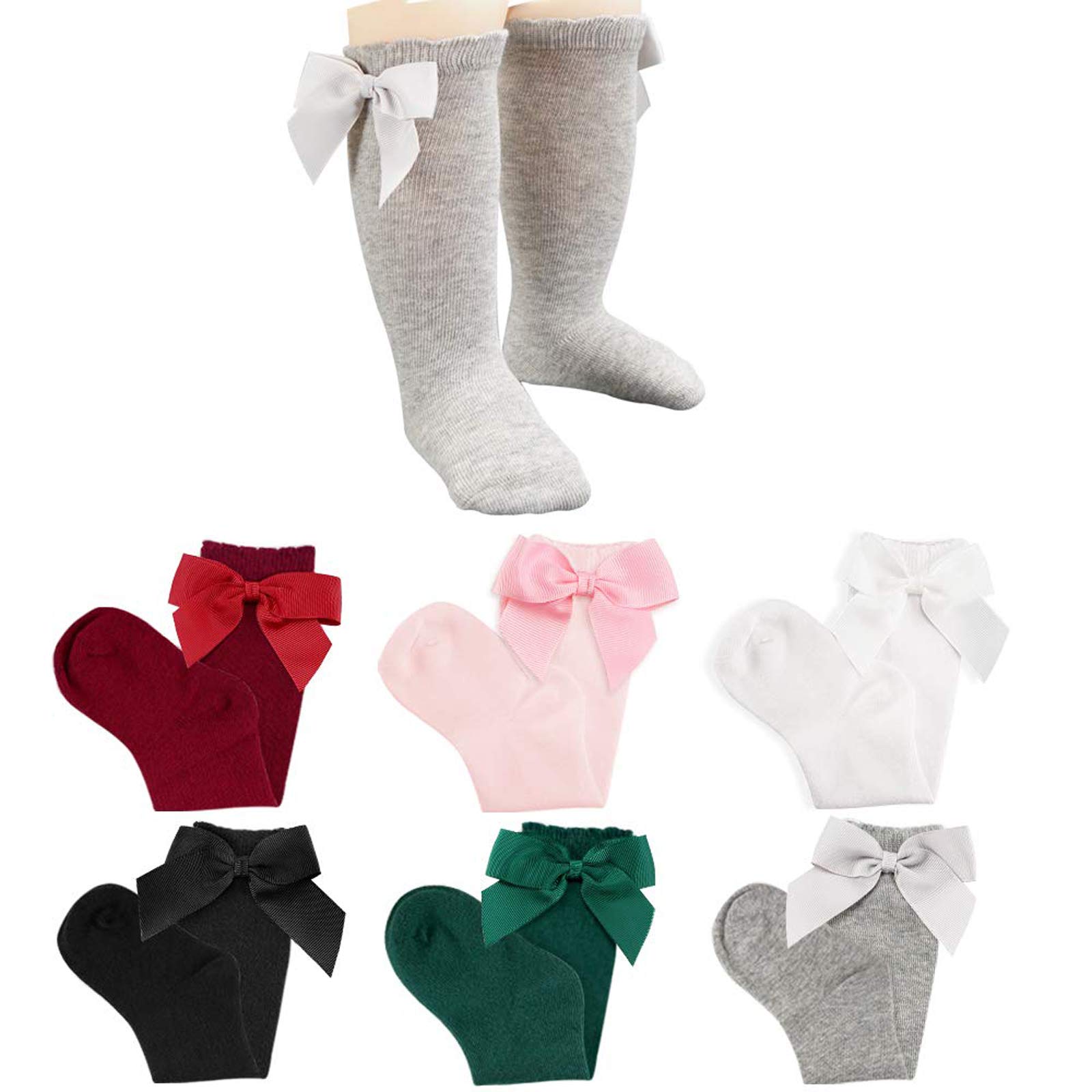 Baby Girls Cute Knee-High Socks | Toddler Tube Socks with Ruffled Bows | Soft Cotton Princess Stockings for Newborns & Infants | Perfect for Dress-Up, Photo Shoots & Everyday Wear