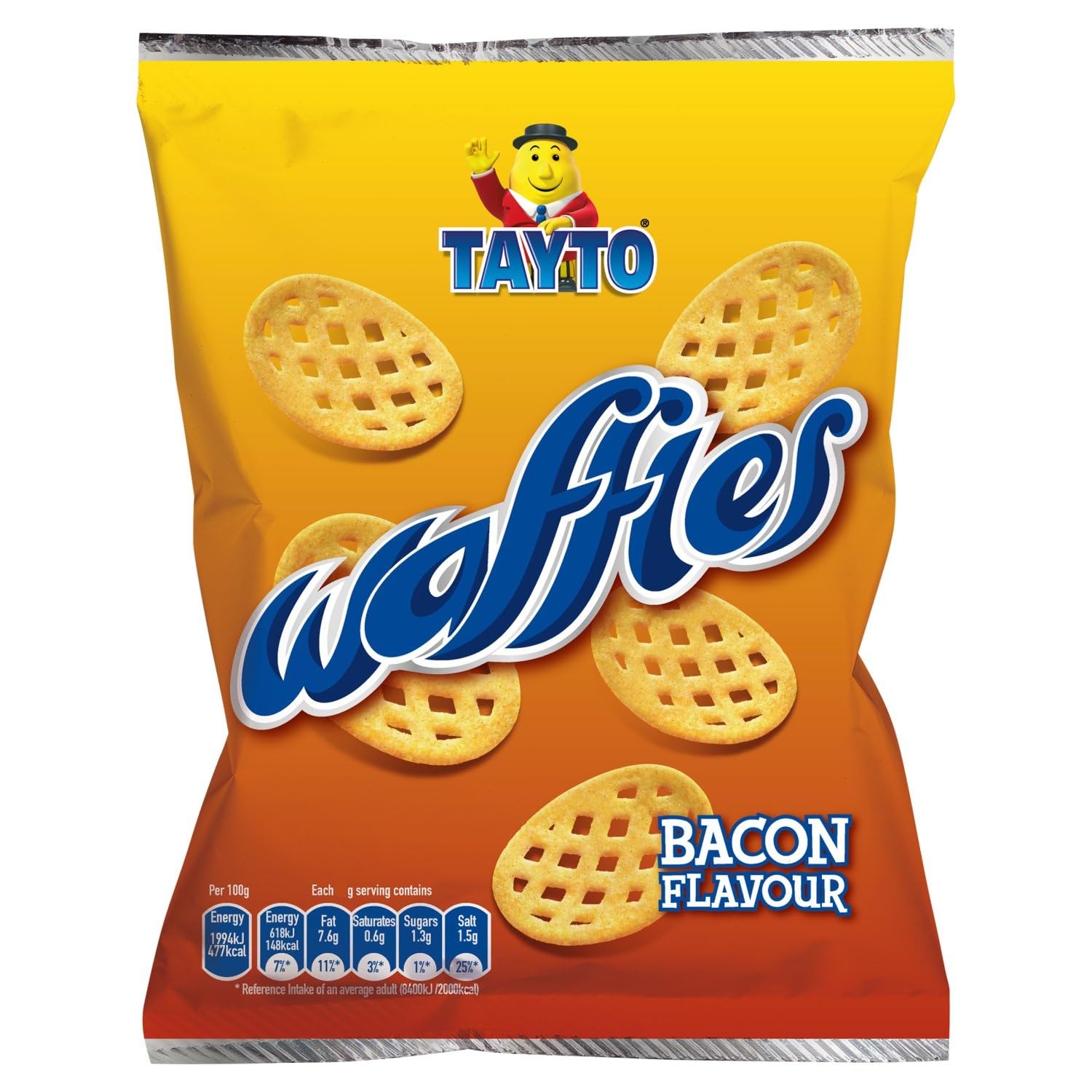 Tayto Waffles Bacon Flavor Snacks (24 Pack x 26g) - Irish Imported Crisps - Perfect for Parties, Snacking & Gifts