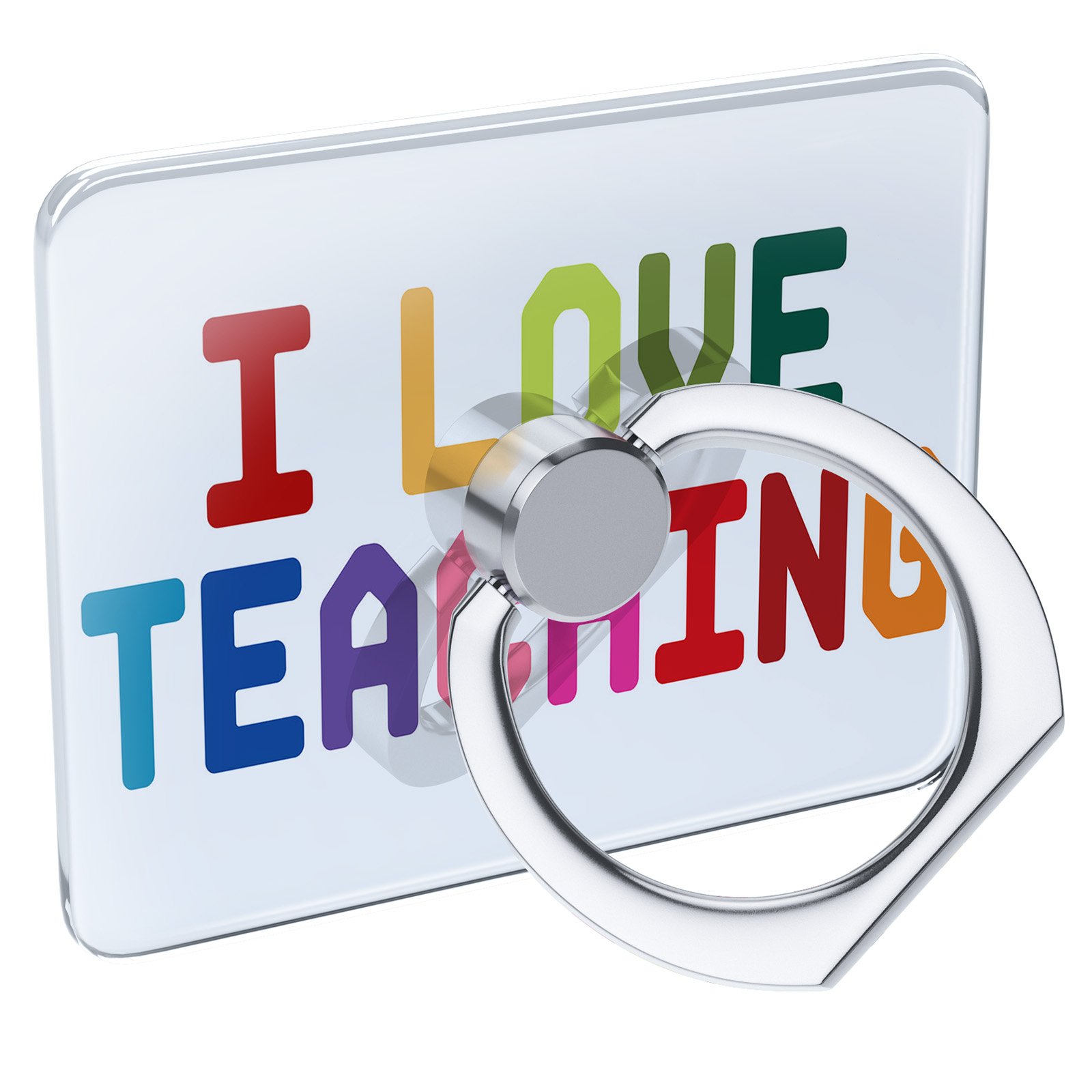 Cell Phone Ring Holder - I Love Teaching Design, Colorful Collapsible Grip & Stand by Neonblond - Perfect for Teachers, Students, and Classroom Use