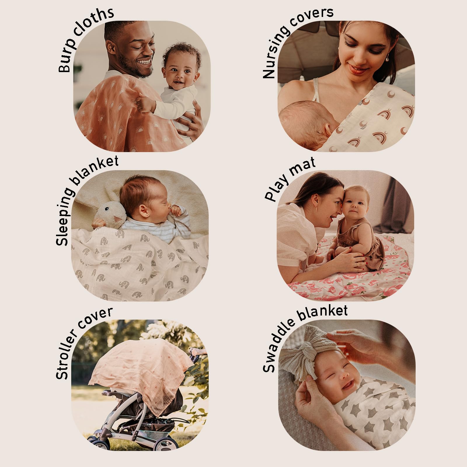 GLLQUEN 4-Pack Muslin Swaddle Blankets for Babies - 35