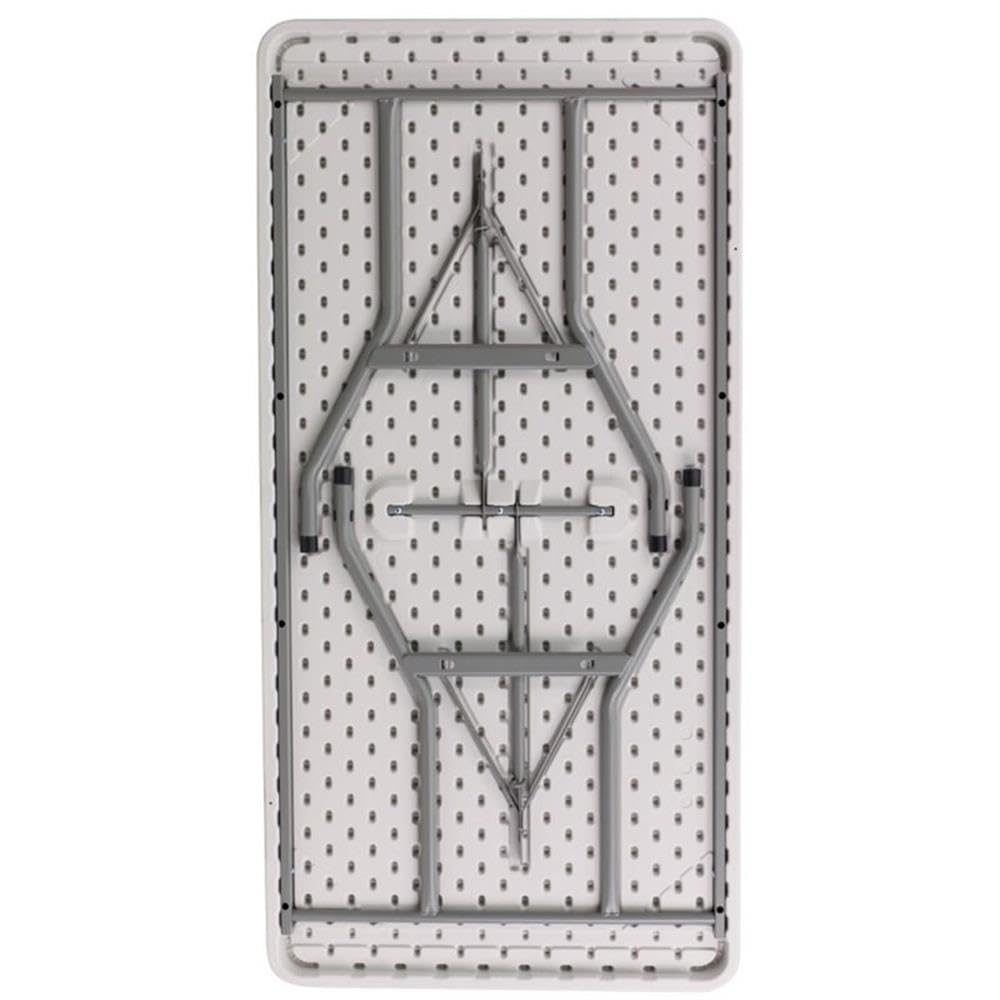 BOWERY HILL White Folding Table - Metal & Plastic Blow Molded Transitional Design for Indoor/Outdoor Use, Parties, Camping & Home Decor
