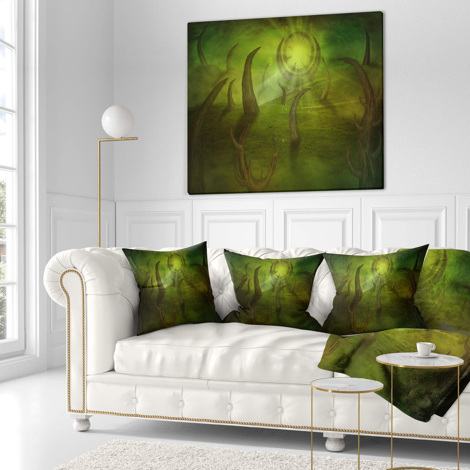 DesignQ CU8041 Soft Comfortable Pillow Cushion - 18x18 Inch Square Decorative Throw Pillow Cover - Green Home Decor for Living Room, Bedroom, Sofa & Office