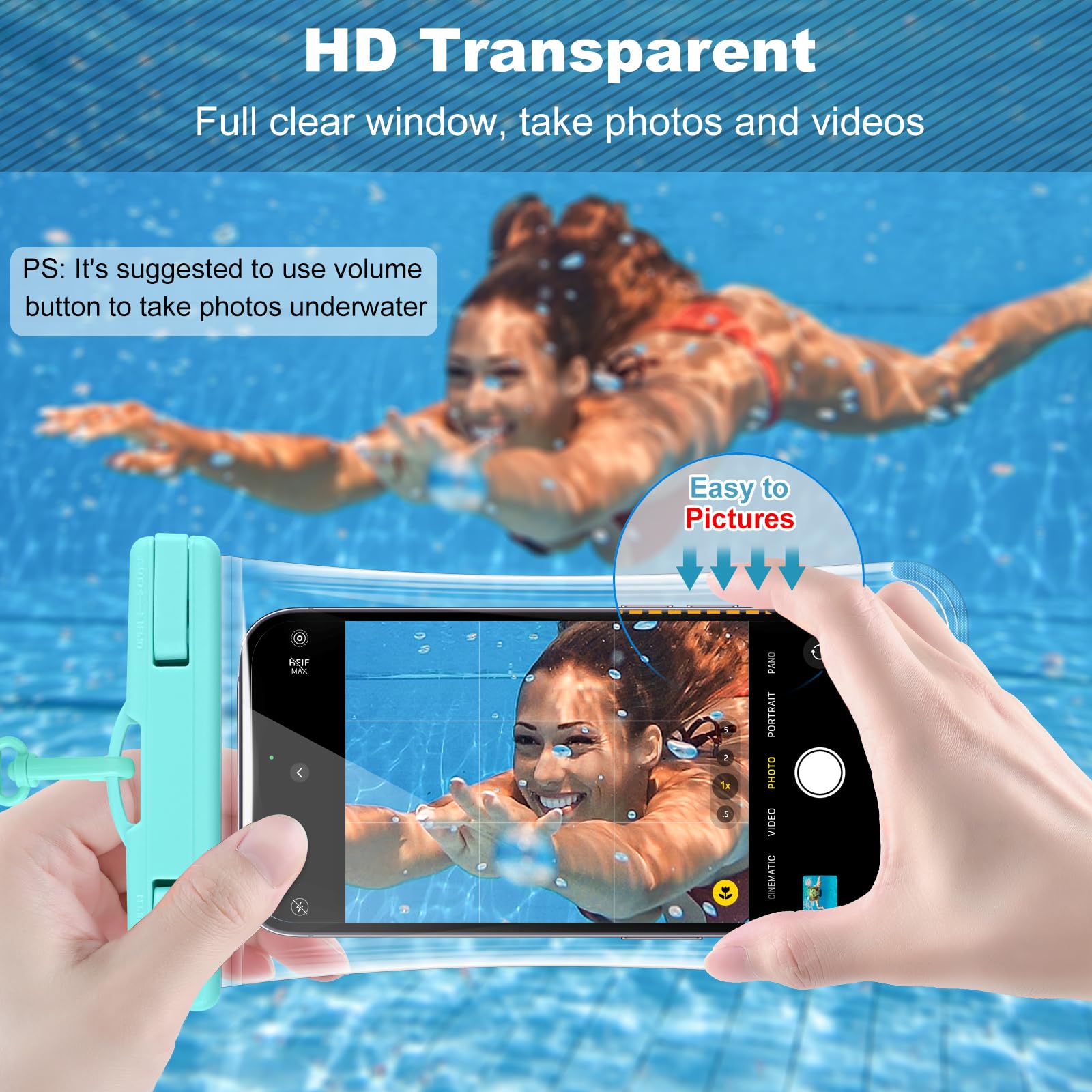 2 Pack Waterproof Phone Pouch for iPhone 15 14 13 Pro Max & Galaxy Pixel (Up to 7.2