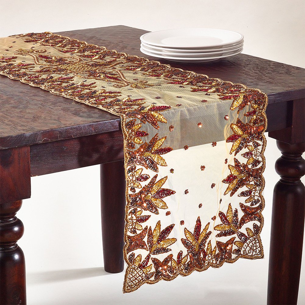 Fennco Styles Stunning Hand Beaded Multicolored Table Runner - 16