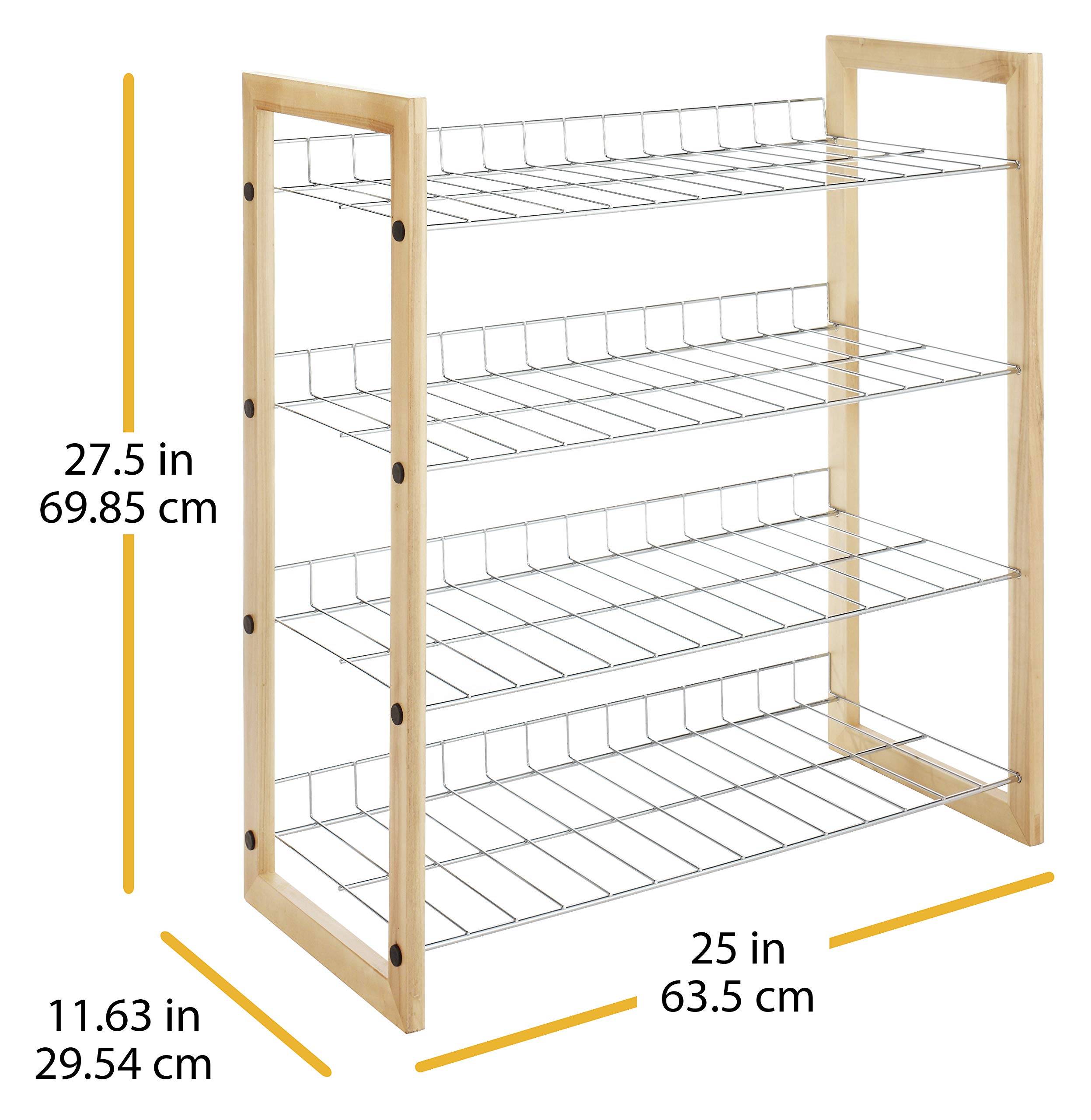 Whitmor 4-Tier Wood and Chrome Closet Shelf Organizer - Space-Saving Storage for Bedroom, Closet, and Laundry Room