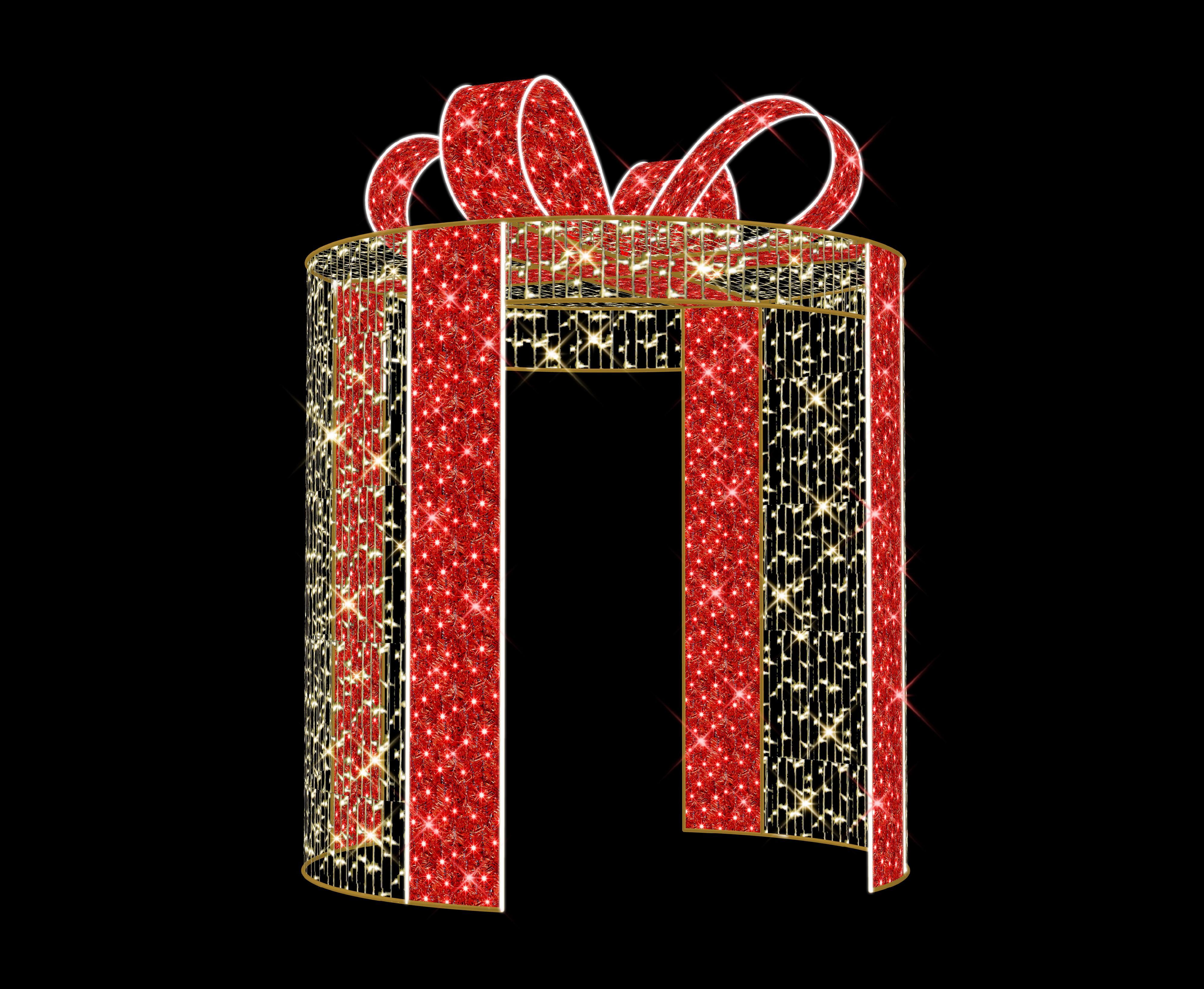11.5' Tall LED Gift Box with Bow - Perfect for Christmas, Birthday, and Wedding Photo Backdrops - Great for Parties, Events, and Social Media Photos
