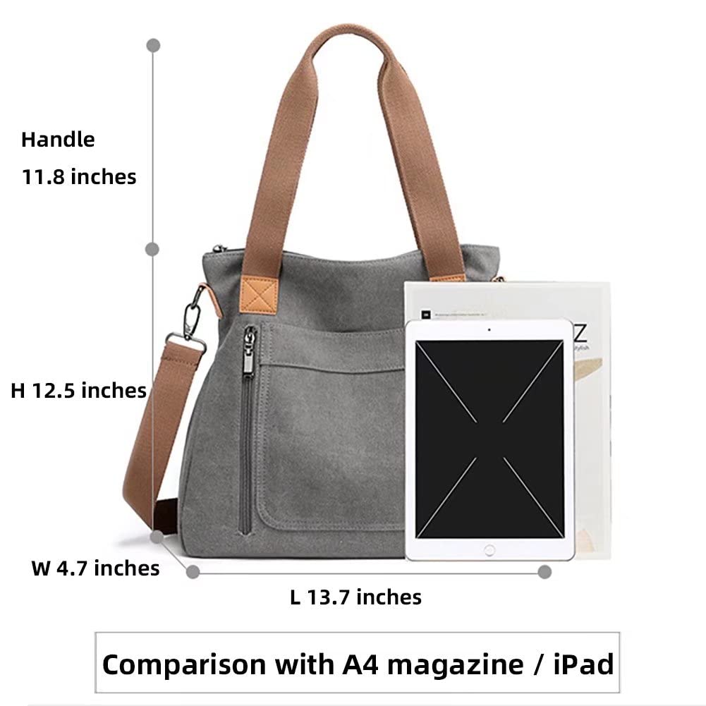 Stylish Canvas Tote Bag for Women - Large Shoulder Handbag with Crossbody Strap, Casual Hobo Purse & Top Handle Shopper - Perfect for Work, Travel, Shopping & Daily Use