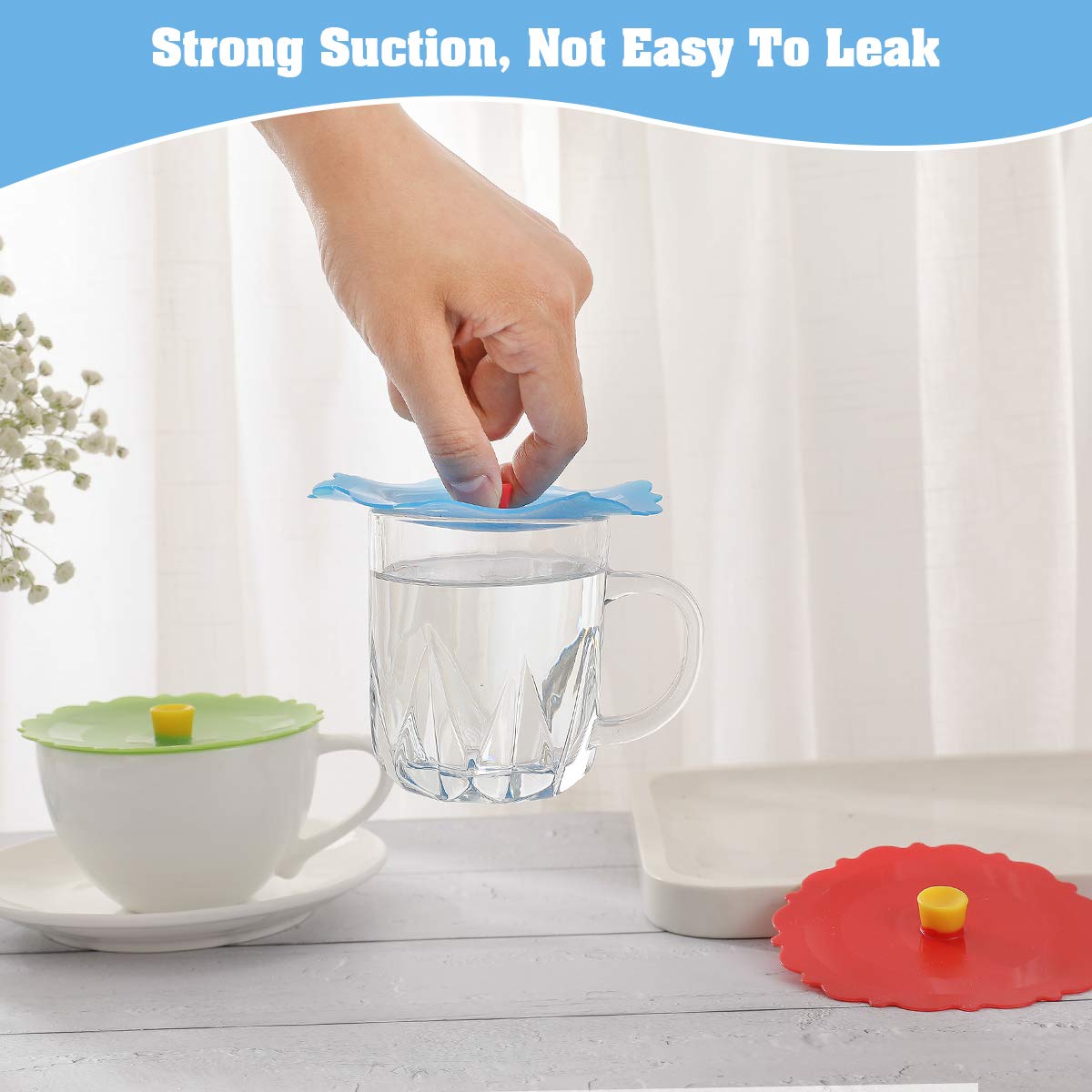 Premium Silicone Cup Covers Set of 4 - Colorful Reusable Lids for Mugs, Tea Pots & Coffee Cups | Flexible, Heat-Resistant Drink Lids for Hot Beverages | Perfect for Home, Office & Travel Use