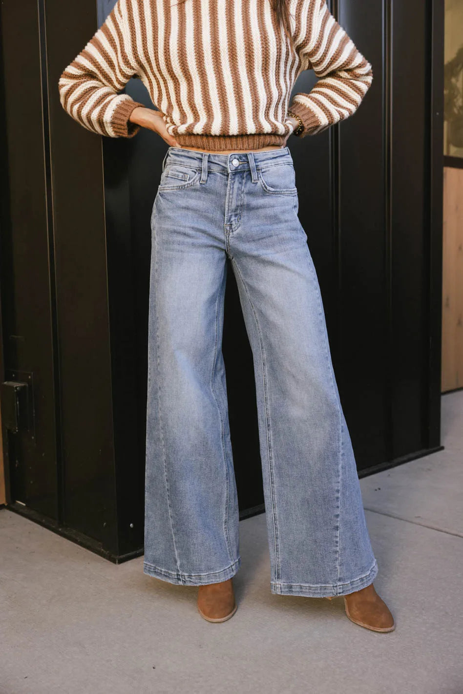 Krista High Waisted Wide Leg Jeans for Women - Comfortable Stretch Denim Pants, Trendy Casual & Office Wear - Perfect for Everyday Outfits, Date Nights, and Work Attire