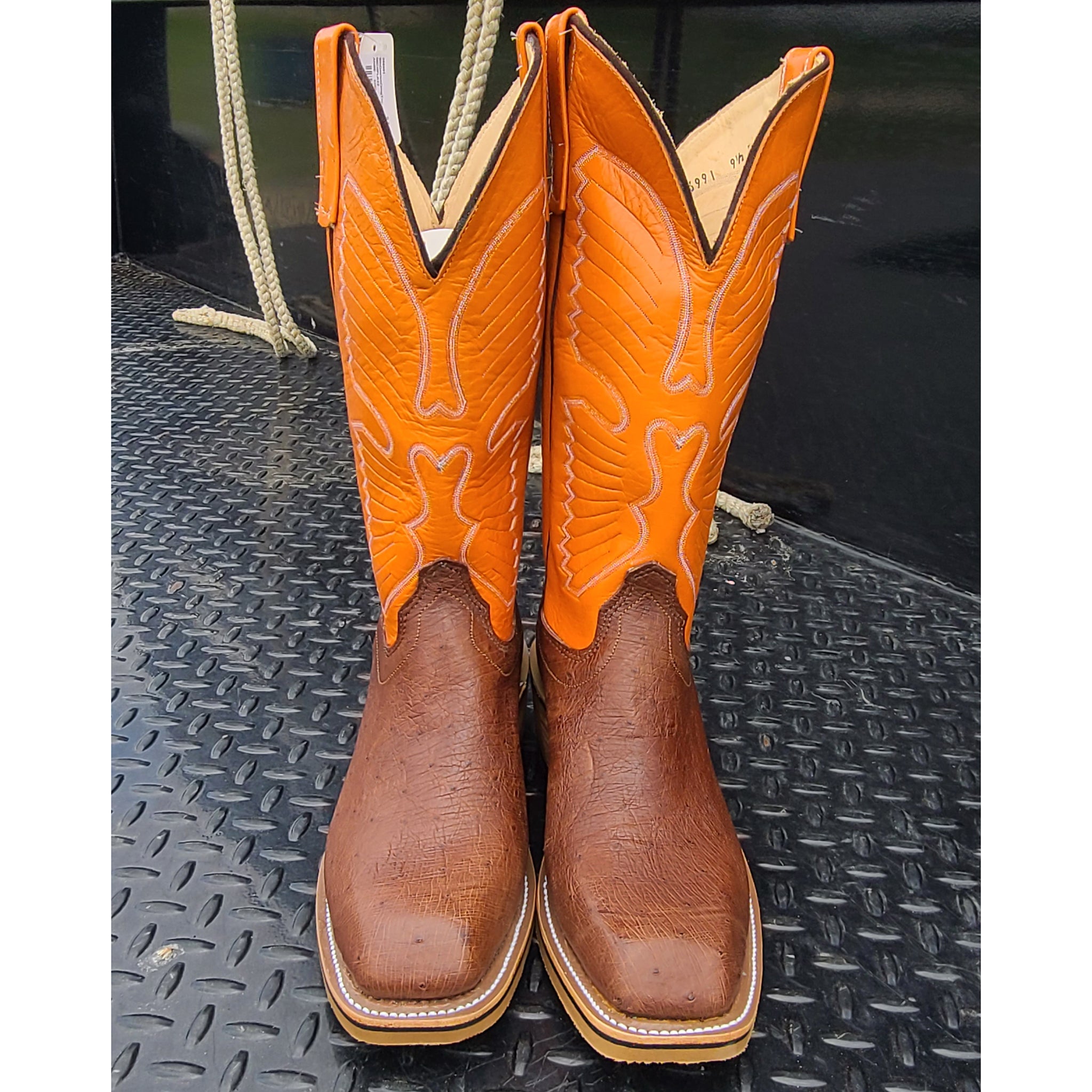 Anderson Bean Men's Olathe Smooth Ostrich Cowboy Boots - Genuine Exotic Leather Western Boots for Men - Perfect for Rodeo, Country Dancing & Casual Wear
