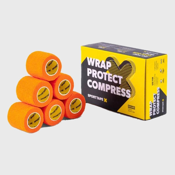 SportTape 5cm x 4.5m Elastic Sock Wrap - Orange Compression Bandage for Ankle Support, Running & Sports Injury Prevention - Ideal for Athletes, Runners & Active Lifestyles