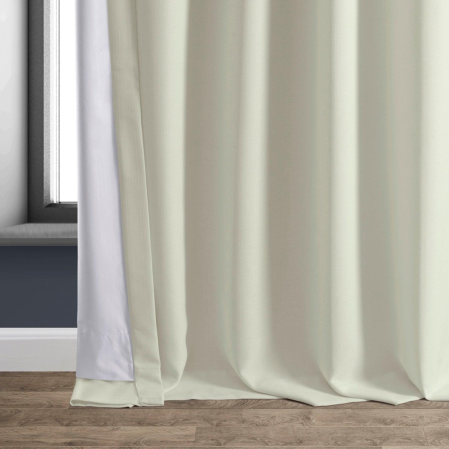 Excursion Ivory Faux Linen Blackout Curtains for Bedroom & Living Room - Thermal Insulated Hotel Style Window Drapes for Light Blocking & Privacy