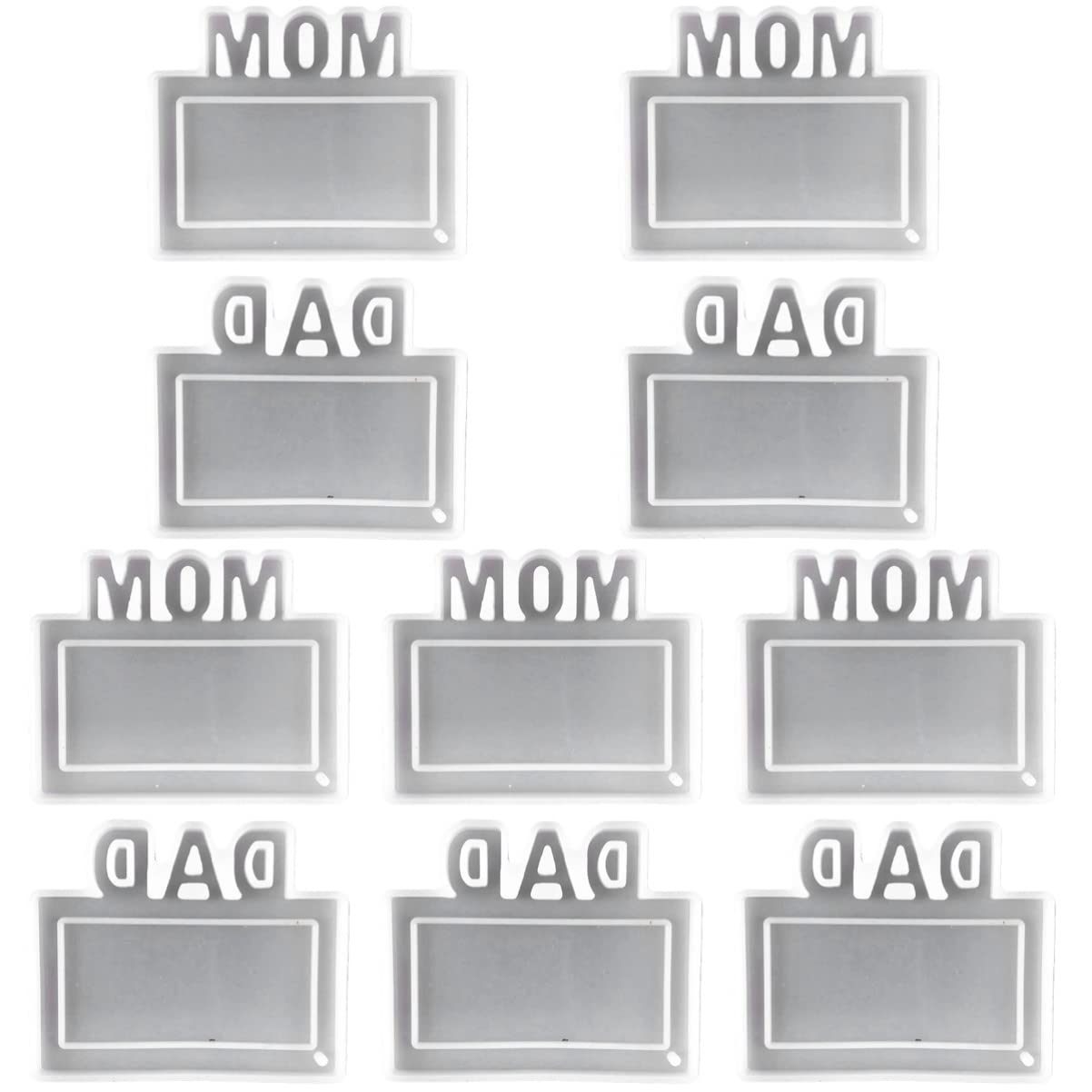 10Pcs Silicone Molds for Resin Keychains - Mother's Day Gift Set with Mom/Dad/Pregnant Mom Words - Perfect for DIY Chocolate, Resin Crafts & Keychain Making - Ideal for Mother's Day Gifts, Baby Showers & Craft Projects