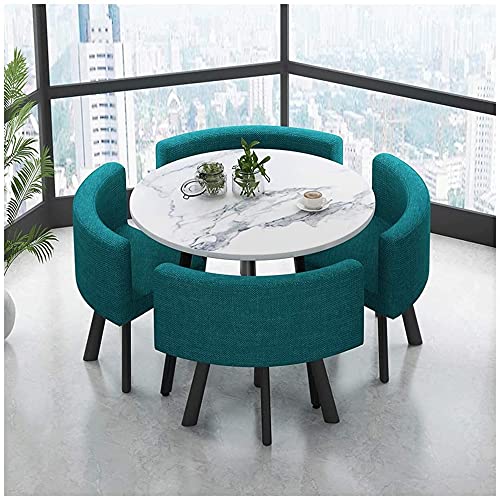 NOZAF Modern Round Table Set - Patio, Dining, Office, Meeting Room, Home Living, Kitchen, Coffee Shop, Restaurant, Lounge, Cinema - Lake Blue Color - Perfect for Indoor & Outdoor Gatherings