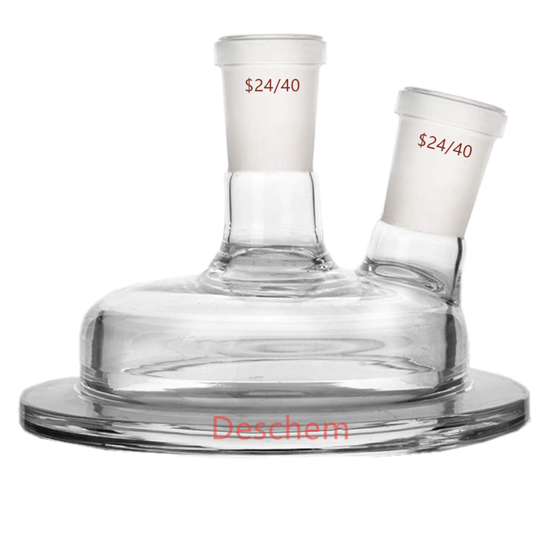 24/40 Glass Cylindrical Reactor - 2-Neck Flat Bottom Lab Reaction Vessel with Lid & Clamp for Chemical Synthesis, Distillation & Laboratory Experiments