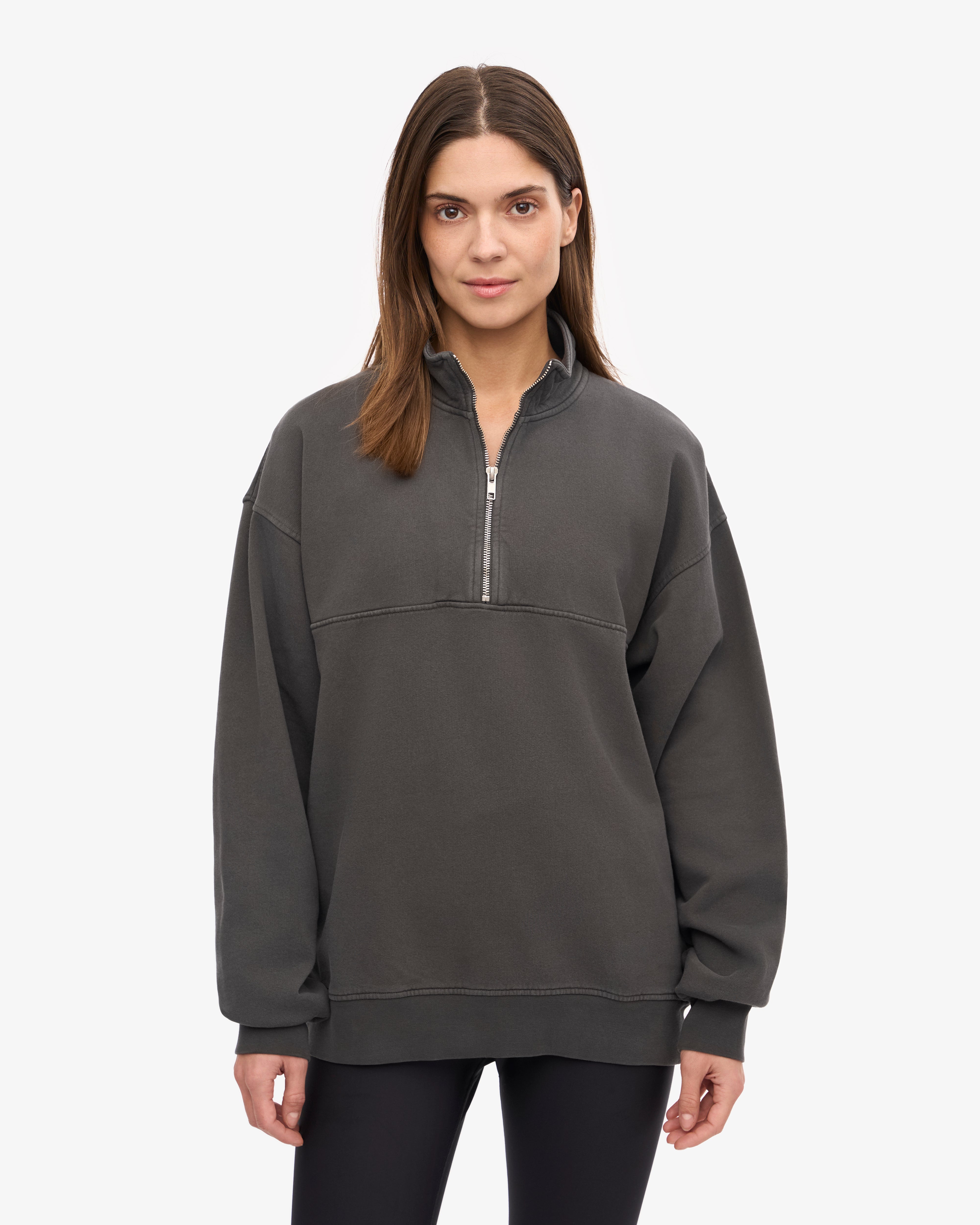 Organic Cotton Quarter Zip Sweatshirt for Men & Women | Lava Grey | Eco-Friendly Casual Wear for Outdoor Activities & Lounge