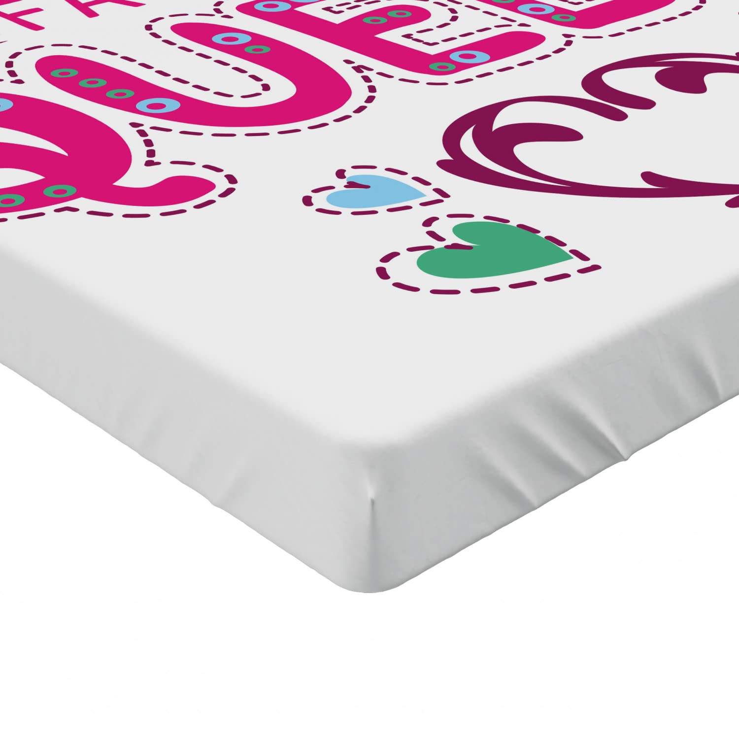 Ambesonne Queen Fitted Sheet - Floral Heart Print Fashion Bedding with All-Around Elastic Deep Pocket | Soft Dried Rose Pink | Perfect for Girls' Bedrooms, Dorm Rooms & Guest Beds