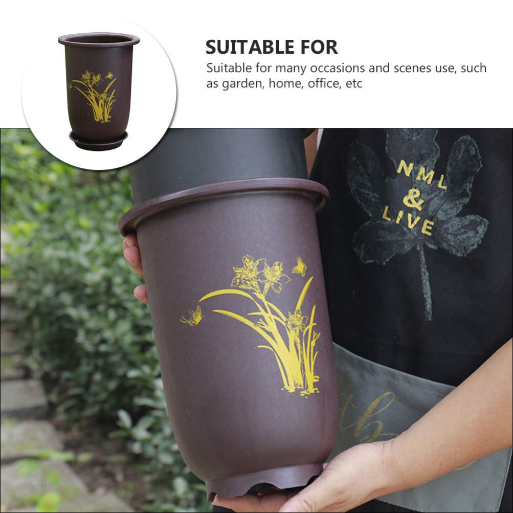 1 Set Imitation Purple Sand Flower Pot - Large Tall Planters for Trees, Garden & Office - Outdoor Plastic Planting Pots for Seeding & Decor