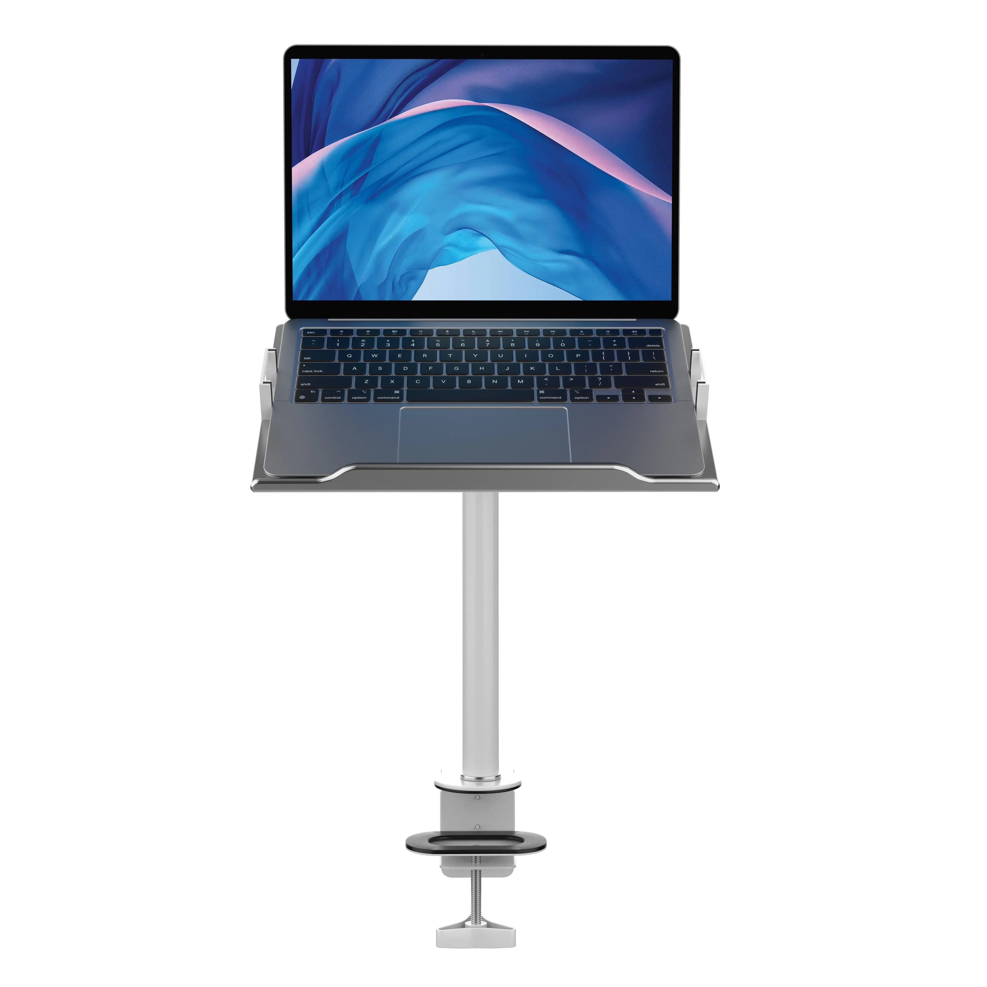 Adjustable Articulating Laptop Mount with Pole Clamp - Perfect for Standing Desks, Home Offices, and Studio Setups
