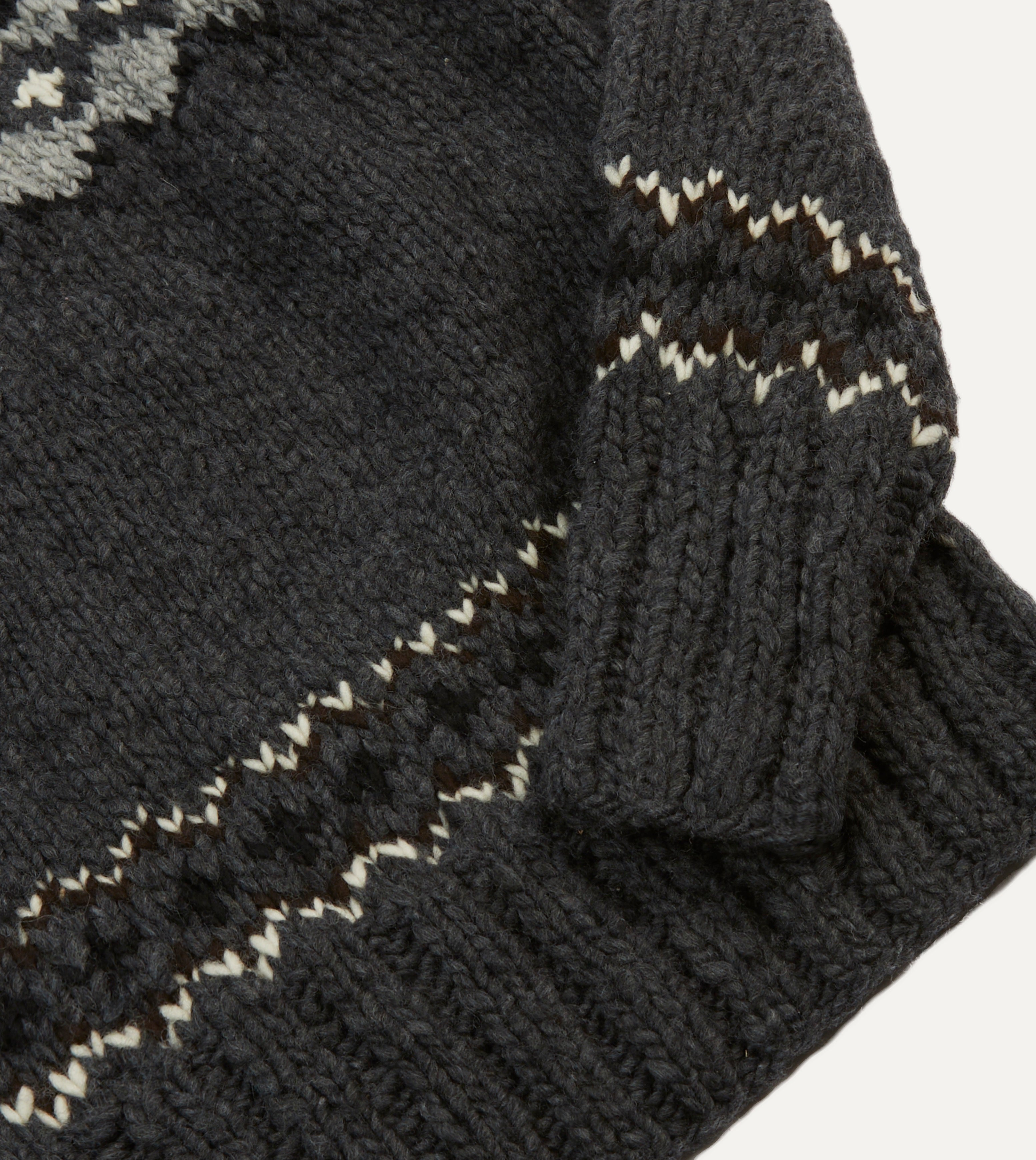 Chamula Grey Fair Isle Merino Wool Sweater for Women - Cozy Winter Knit Pullover for Casual & Outdoor Wear