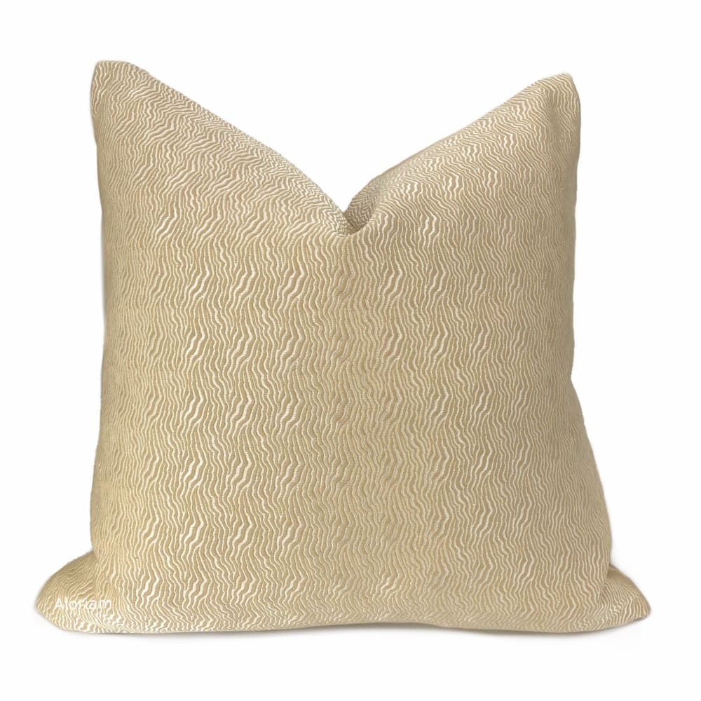 Jentry Sand Abstract Wavy Lines Pillow Cover - Premium Kravet Candice Olson Fabric - Modern Boho Home Decor for Living Room, Bedroom & Sofa
