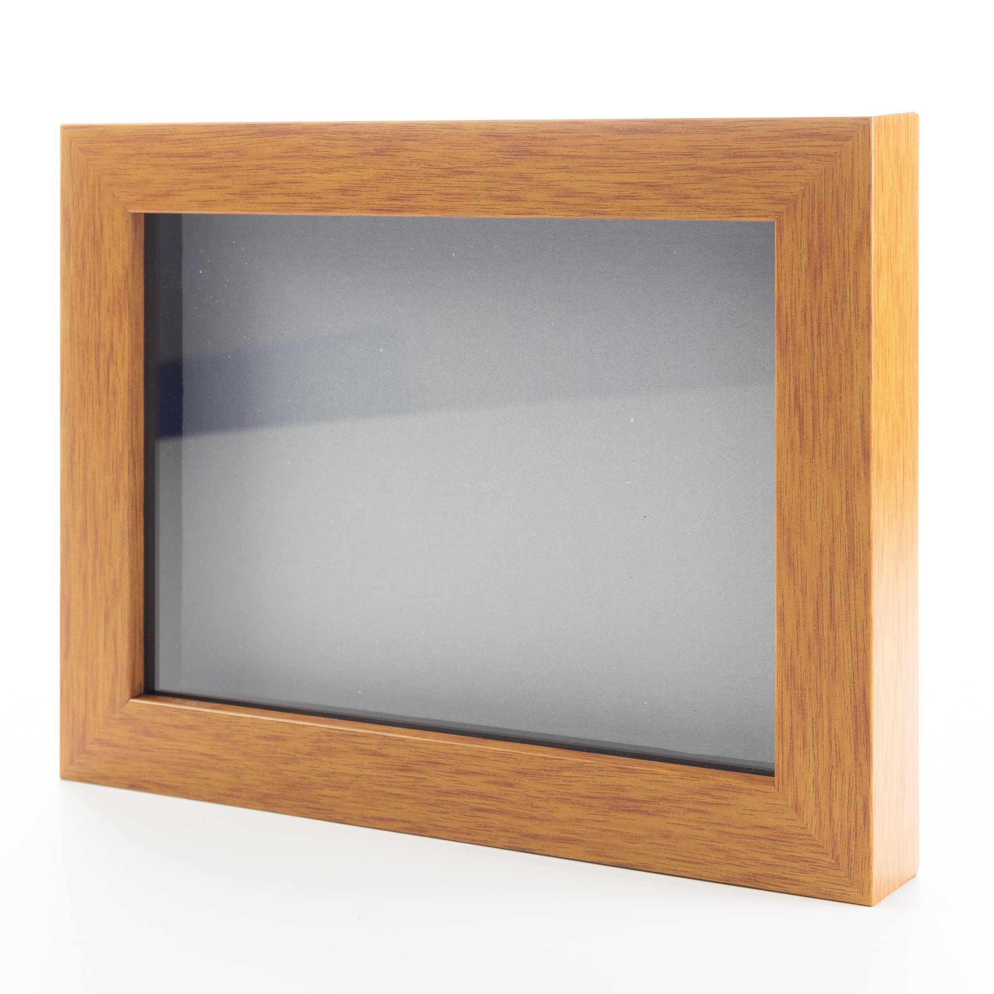 Honey Pecan 16x28 Shadow Box Frame - Solid Wood Display Case with Grey Acid-Free Backing, UV Protective Acrylic & Hanging Hardware | 3/4