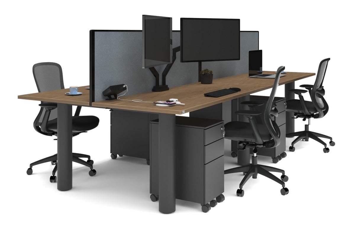 Quadro Cylinder Leg 4-Person Office Workstation Desk - 1800L x 700W Dimensions - Perfect for Collaborative Workspaces & Modern Offices