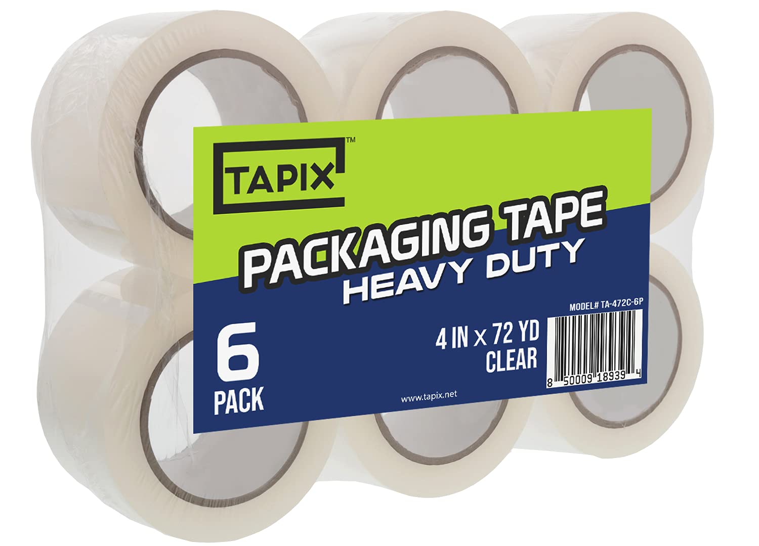 4 Inch Wide Packing Tape 6 Pack - Clear Label Protection Tape (72 Yards) for Shipping Boxes, Moving & Storage