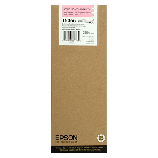 Epson Vivid Light Magenta Ultrachrome K3 Ink Cartridge - 220ml (T606600) | Premium Printer Ink for Professional Photo Printing & Graphic Design