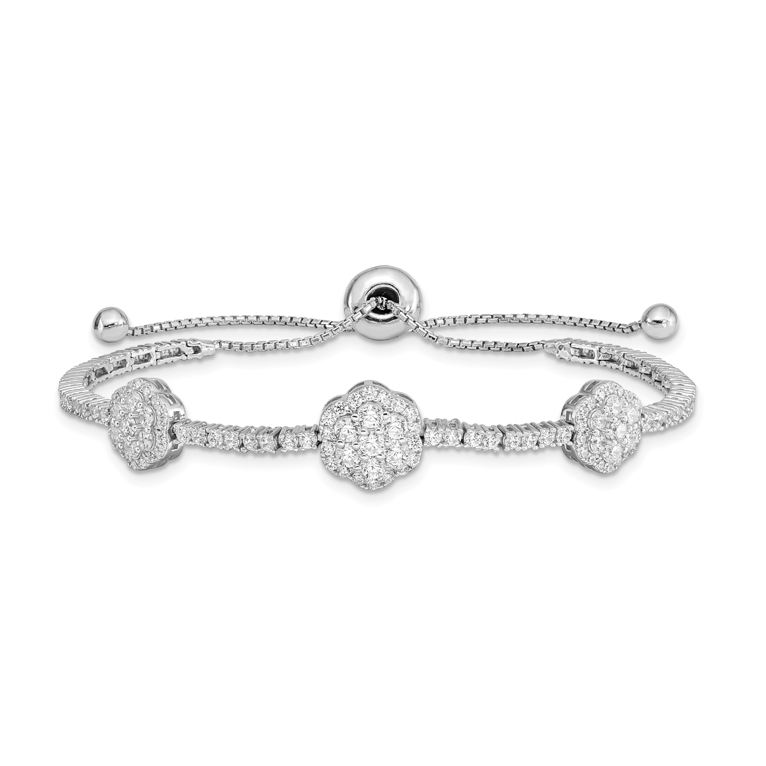 IceCarats 925 Sterling Silver Cubic Zirconia CZ Adjustable 5-9 Inch Wrap Charm Bracelet for Women - Elegant Jewelry Gift for Birthday, Anniversary & Special Occasions