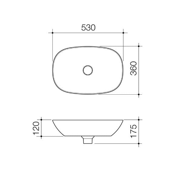 Caroma Contura II 530mm Above Counter Basin - Matte White Bathroom Sink for Modern Vanities & Powder Rooms