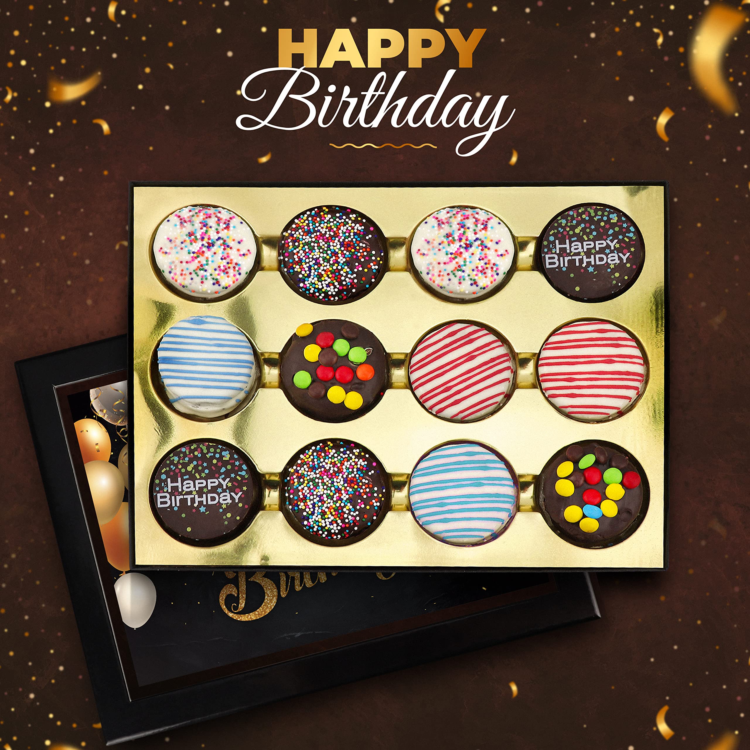 Gourmet Chocolate Birthday Cookies Gift Basket for Men & Women – 12 Count Chocolate Gift Box by Empire Delights | Perfect Birthday Treats, Office Gifts & Holiday Food Presents