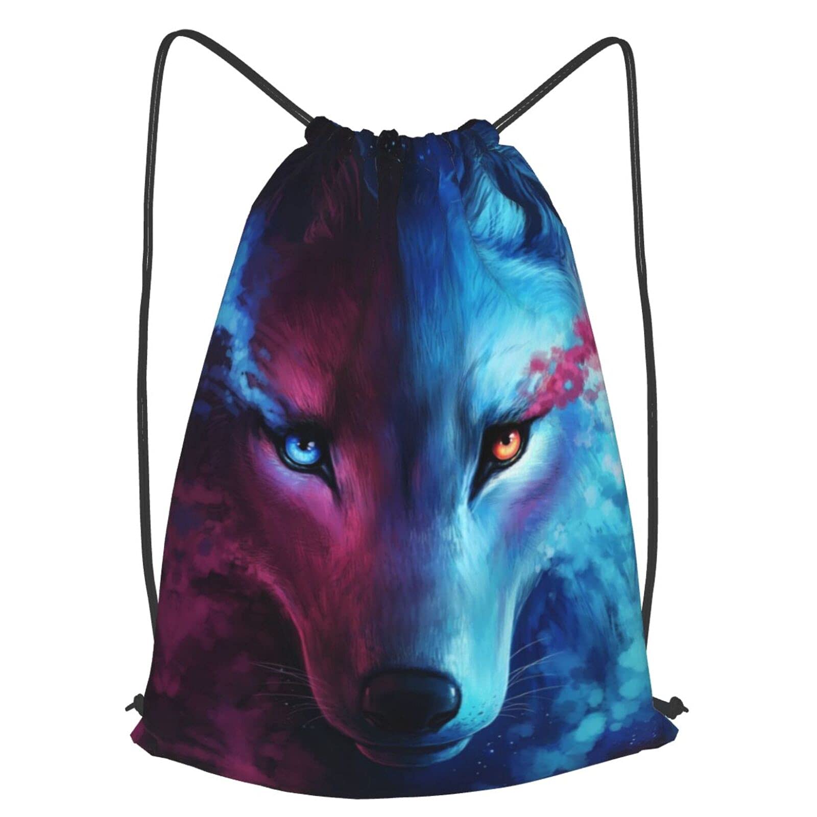 Waterproof Wolf Drawstring Backpack for Kids, Women & Men - Lightweight Gym Bag for Sports, Workout, Beach & Travel | Durable Backpack for School, Hiking & Outdoor Activities