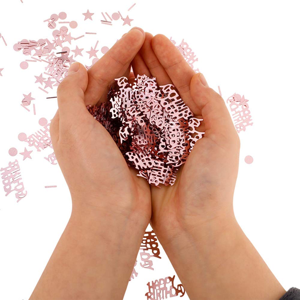 Rose Gold Happy Birthday Confetti for Party Decorations - Elegant Table Scatter for Birthday Celebrations, Baby Showers & Wedding Receptions - Perfect Party Supplies for Festive Events