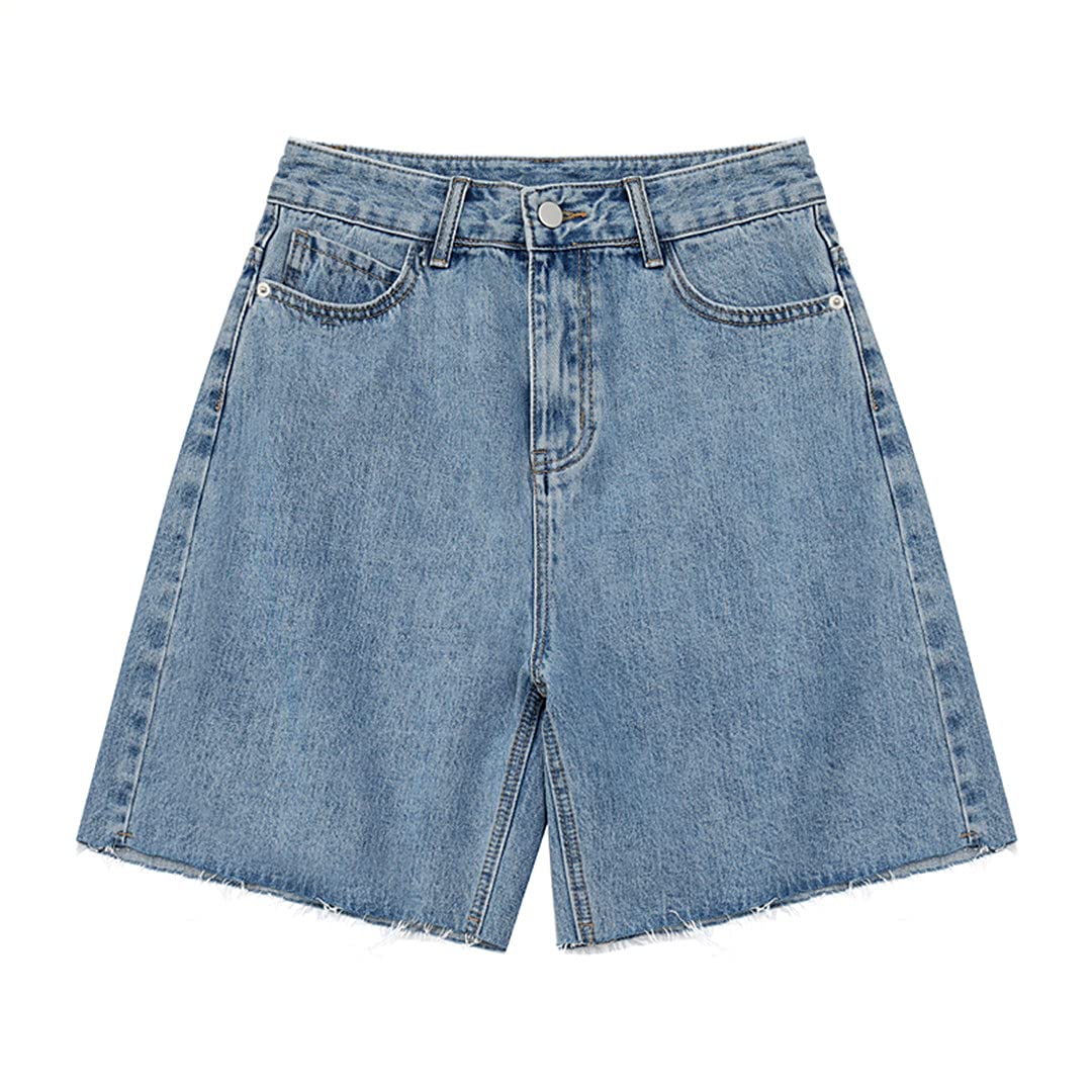 High Waist Wide Leg Women's Denim Shorts - Summer Jean Shorts for Women - Loose Fit Straight Cut Denim Shorts - Perfect for Casual Outfits, Beach Vacations & Summer Street Style