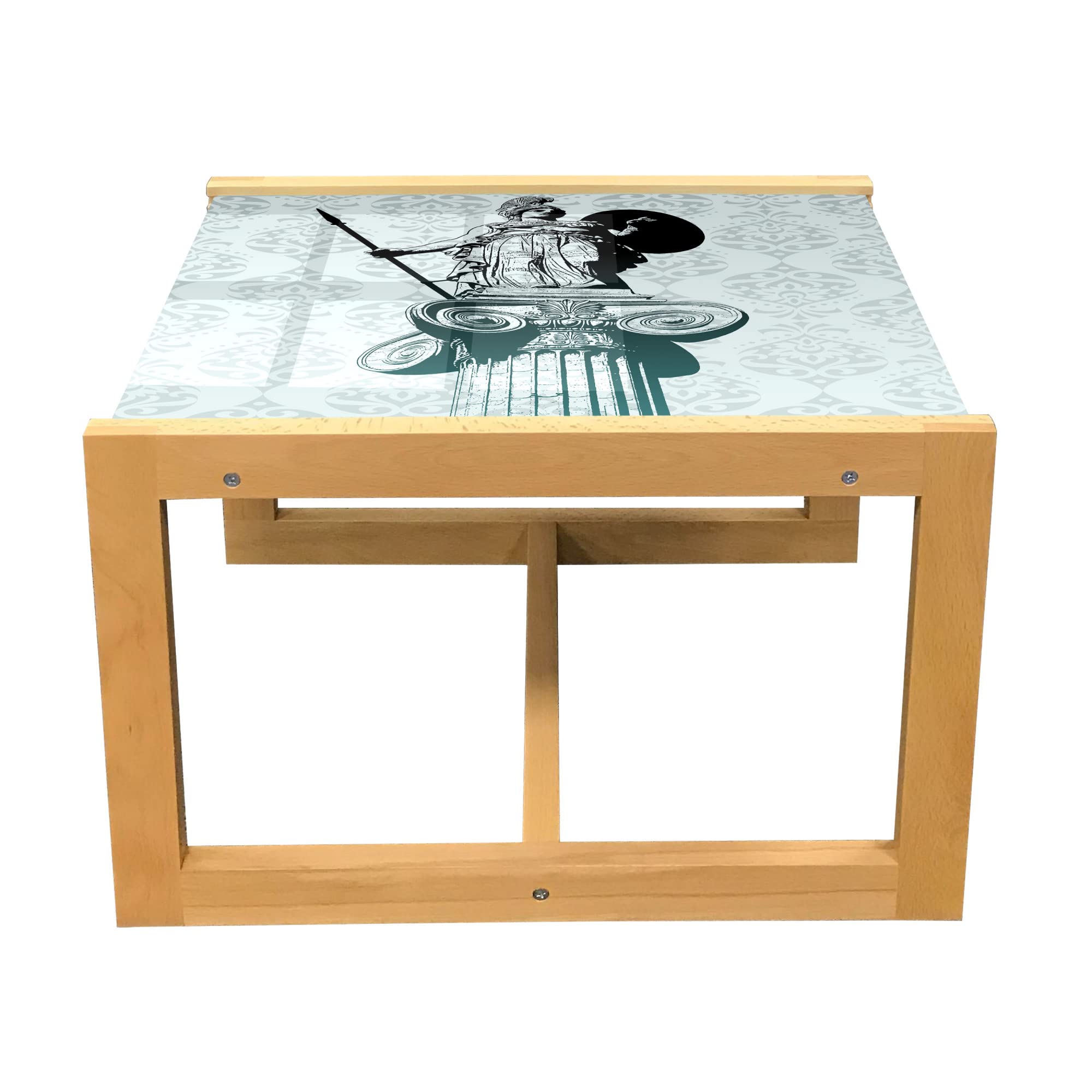Ambesonne Retro Coffee Table - Wooden Frame, Acrylic Glass Top for Office & Dorm Decor