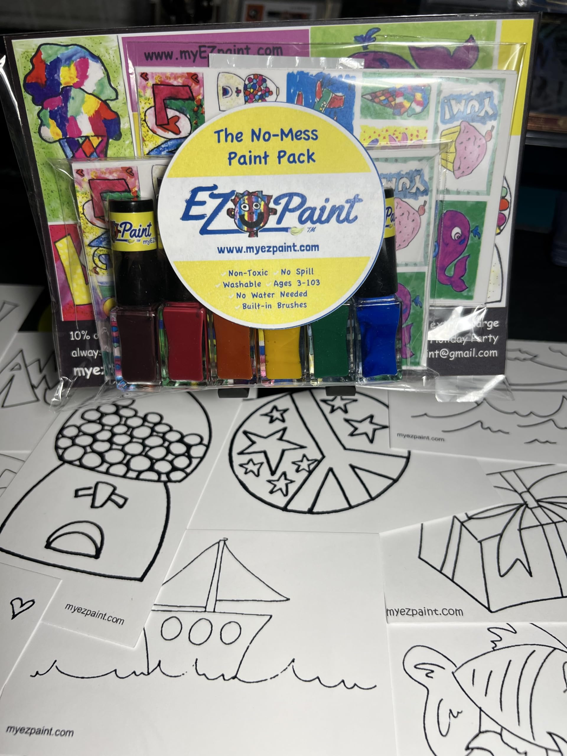6-Piece No Mess Painting Kit for Kids - Non-Toxic, Includes Paper & Brushes, Made in USA - Perfect for Toddler Art Activities, Classroom Projects & Family Fun (Ages 2-102)