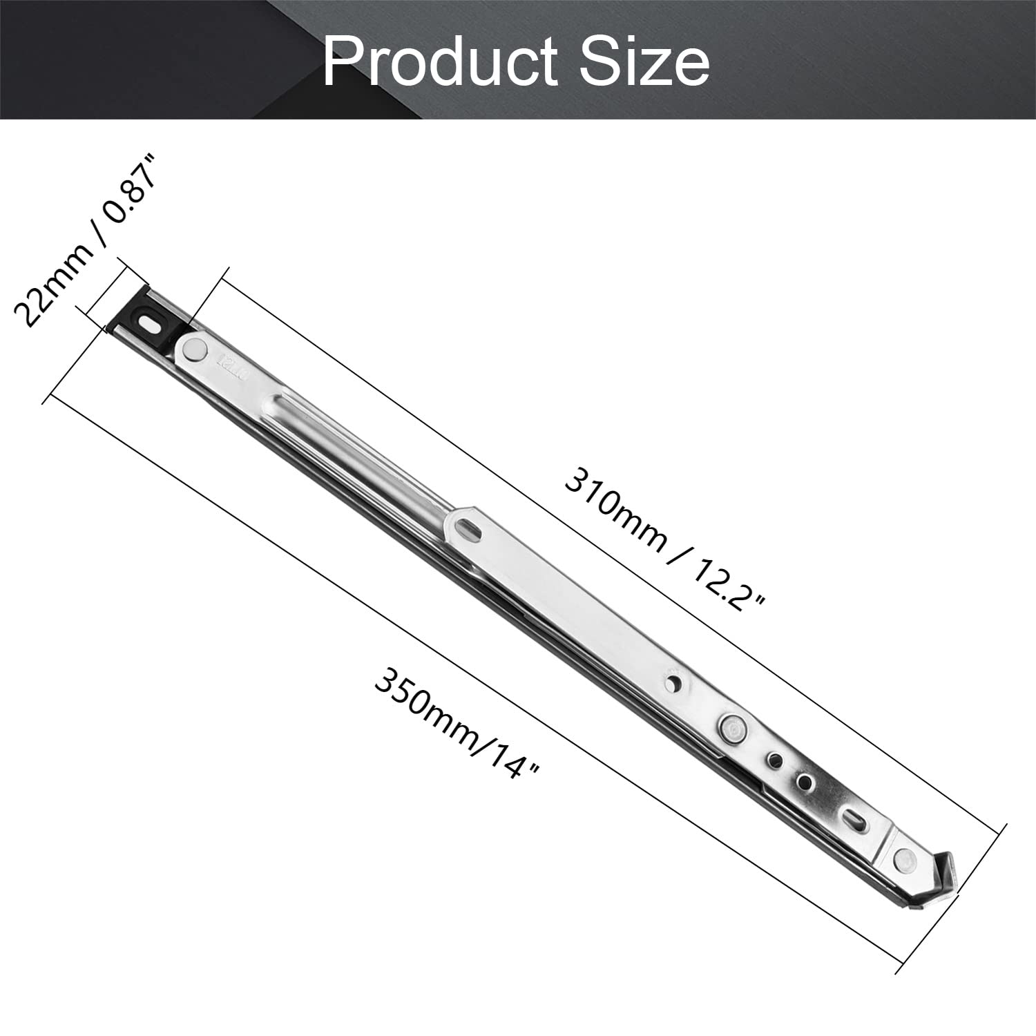 MroMax 14 Inch Casement Window Hinge - 2.5mm Thick 202 Stainless Steel Silver Hanging Hinge for Windows - Perfect for Home, Office & Commercial Use