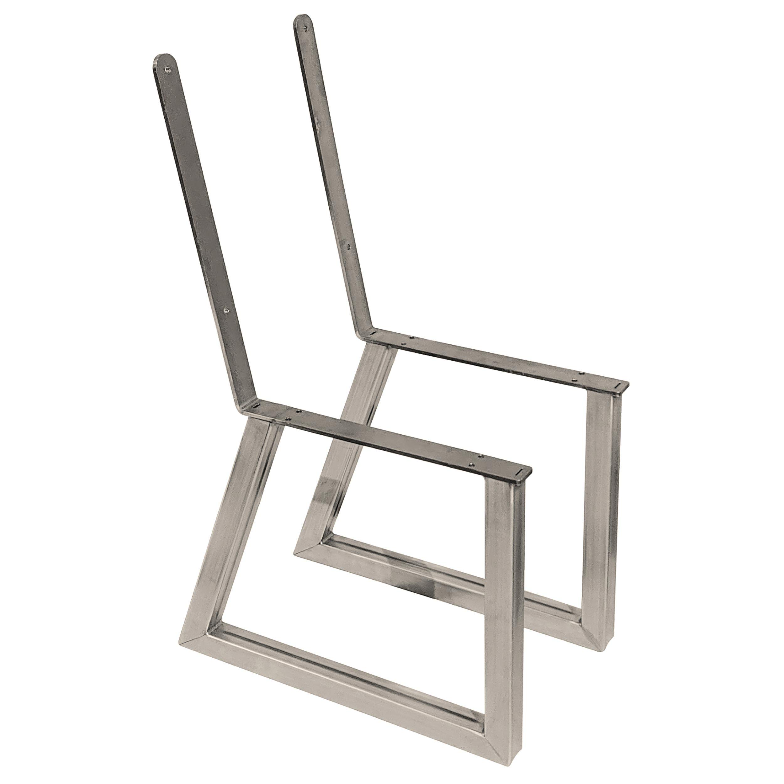 Raw Steel Bench Legs with Back Rest - Heavy Duty Pair for Outdoor Patio, Garden, and Deck Furniture