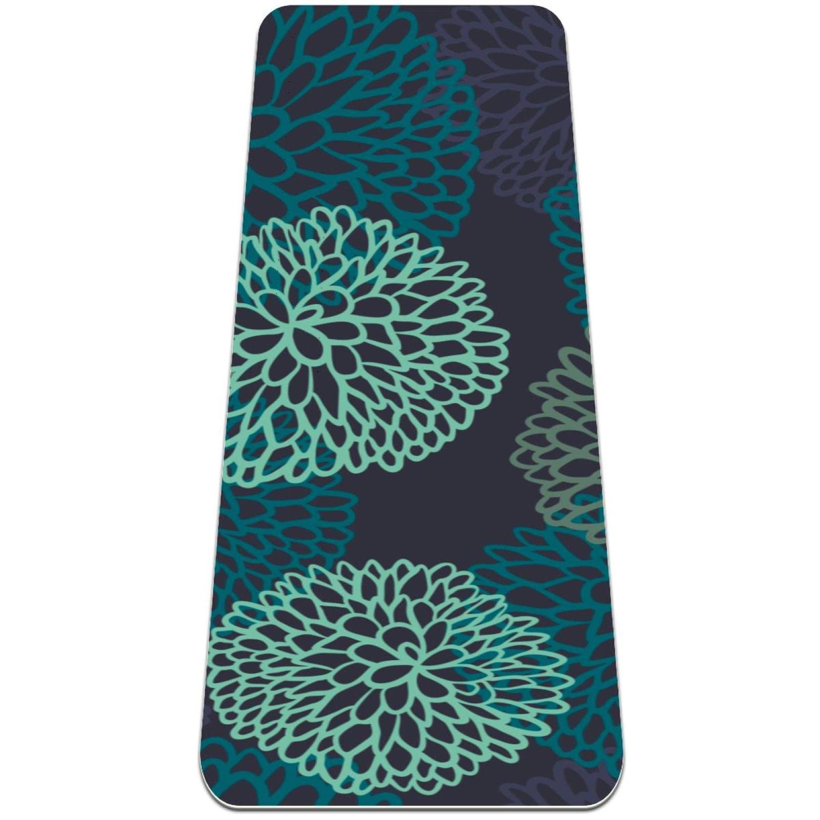Premium Non-Slip Yoga Mat for Women - Extra Thick Exercise Mat with Vintage Turquoise Dahlia Floral Design - Ideal for Yoga, Pilates, Home Workouts & Gym Fitness Training